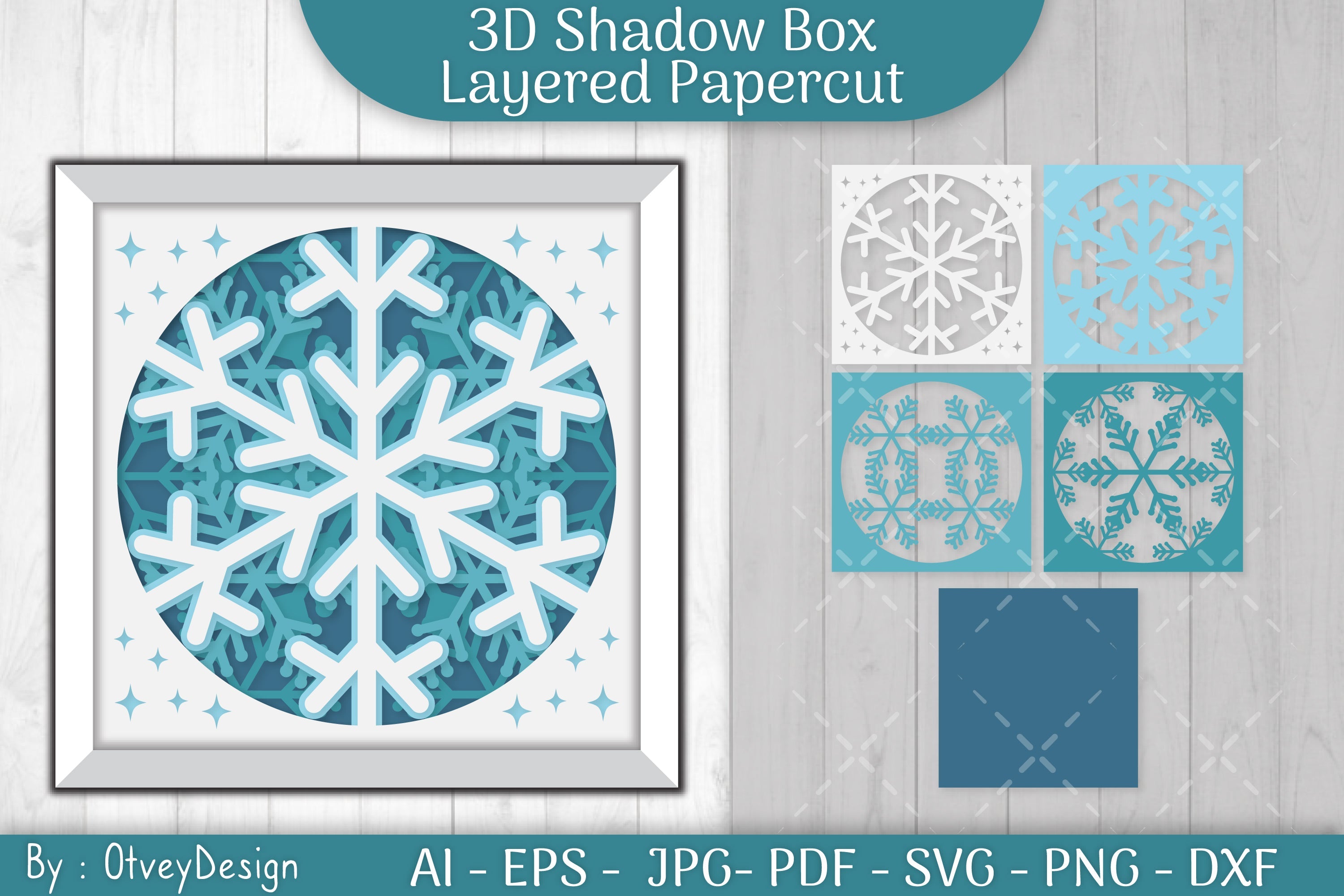 Snowflake 3D Shadow Box Layered Papercut SVG Bundle
