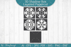 Snowflake 3D Shadow Box Layered Papercut SVG Bundle - CraftNest - Digital Crafting and Art
