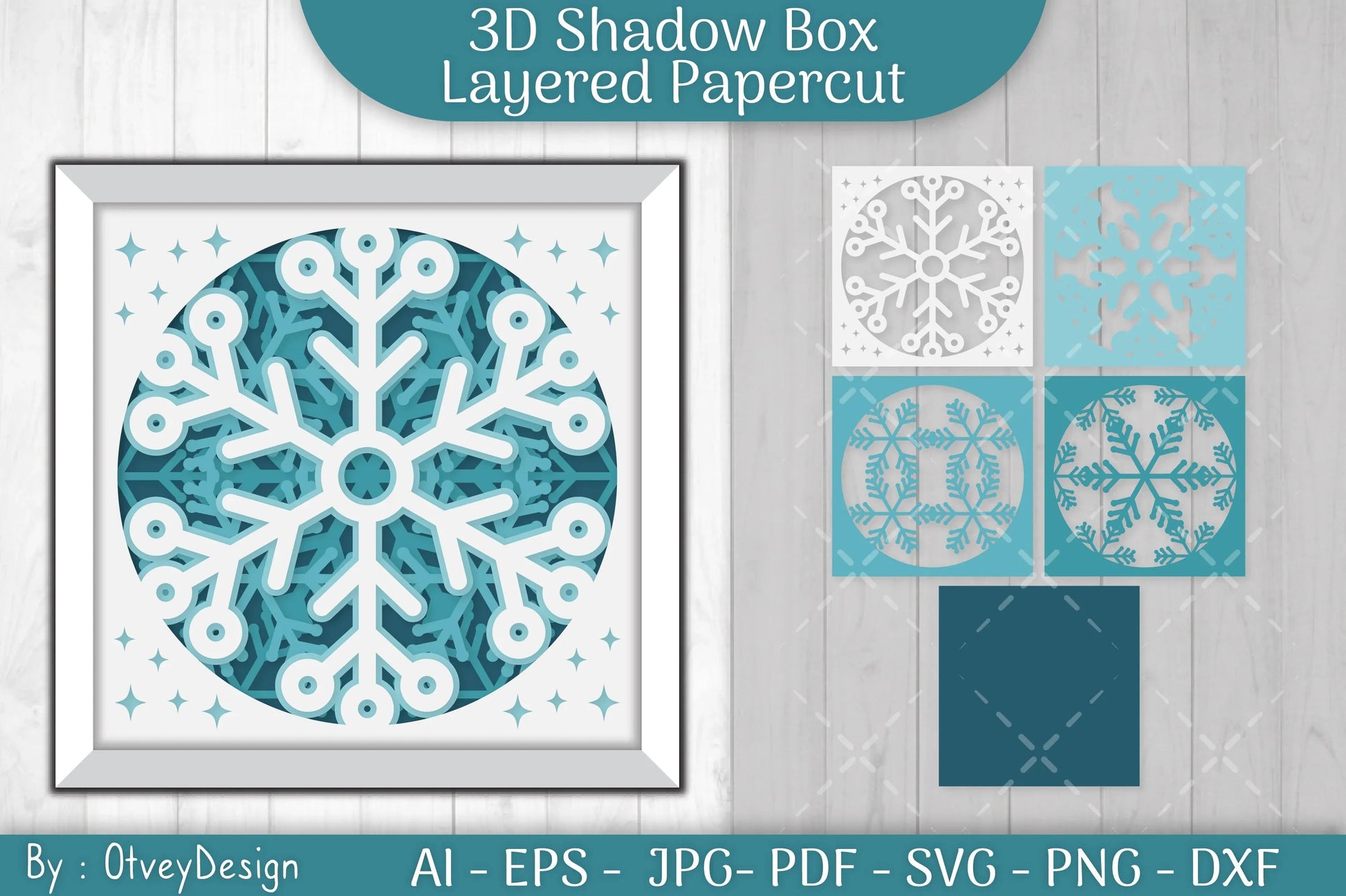 Snowflake 3D Shadow Box Layered Papercut SVG Bundle - CraftNest - Digital Crafting and Art