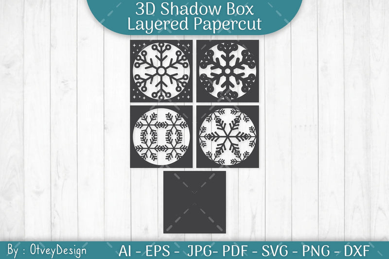 Snowflake 3D Shadow Box Layered Papercut SVG Bundle - CraftNest - Digital Crafting and Art