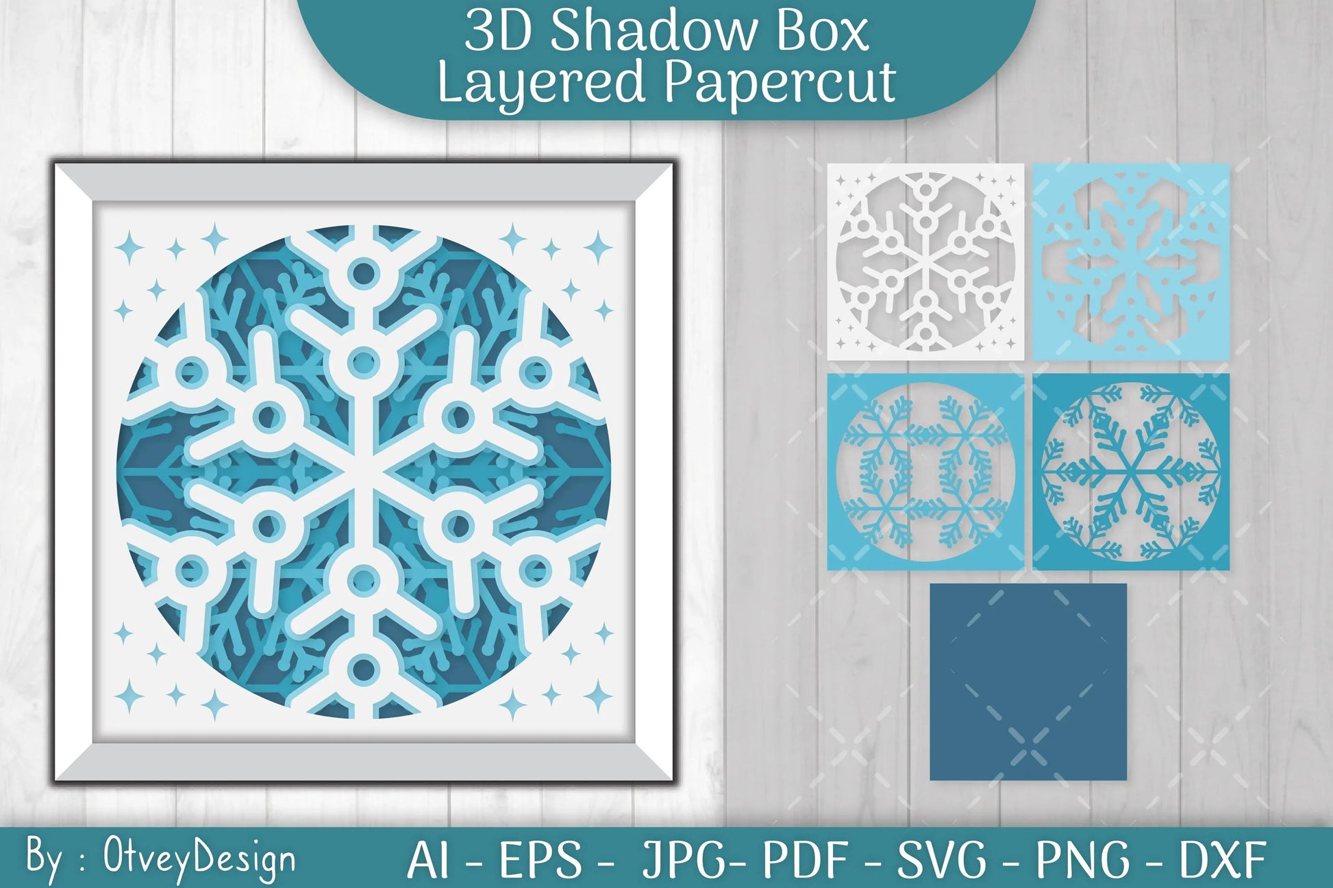 Snowflake 3D Shadow Box Layered Papercut SVG Bundle - CraftNest - Digital Crafting and Art