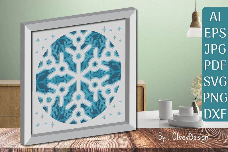 Snowflake 3D Shadow Box Layered Papercut SVG Bundle - CraftNest - Digital Crafting and Art