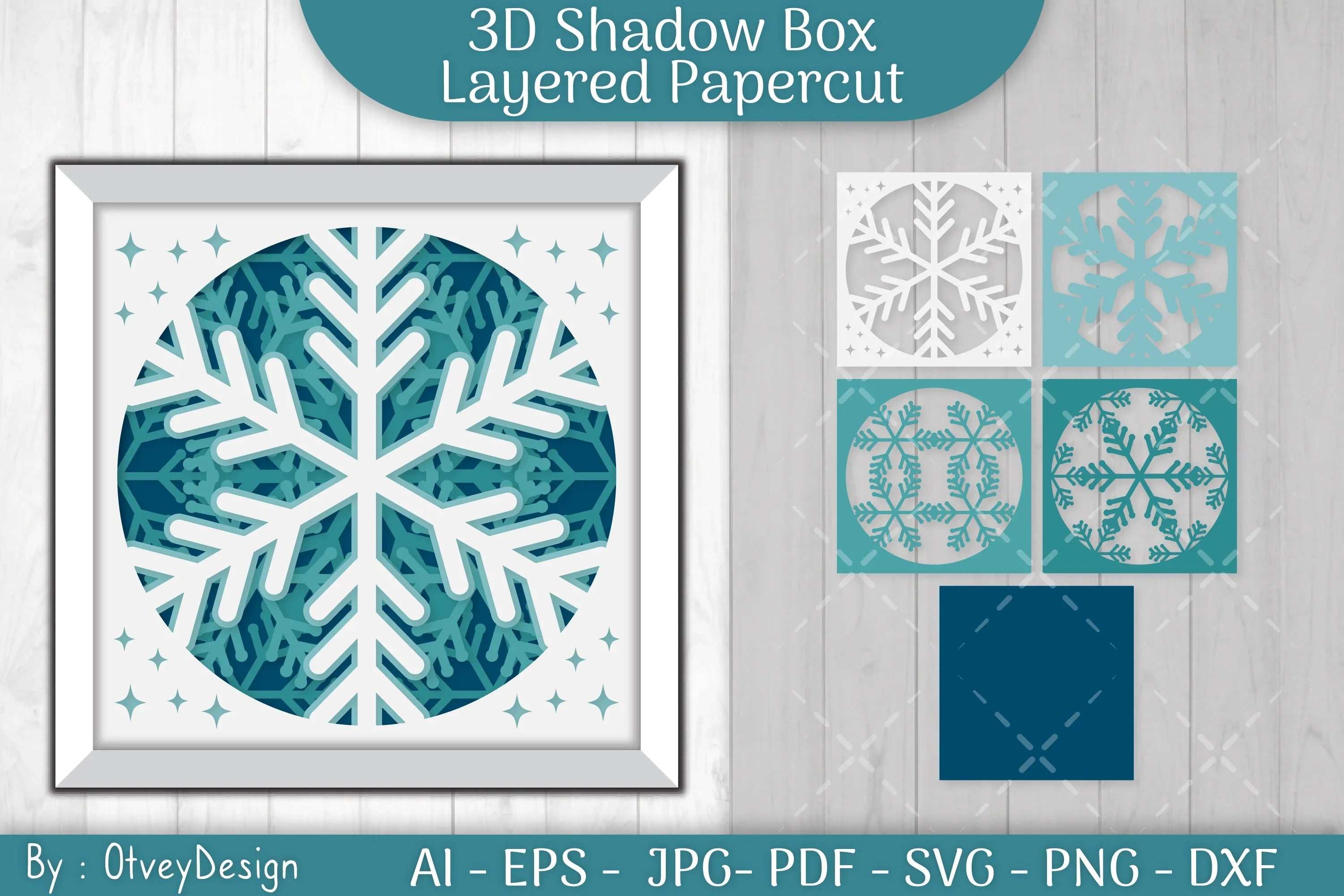 Snowflake 3D Shadow Box Layered Papercut SVG Bundle - CraftNest - Digital Crafting and Art