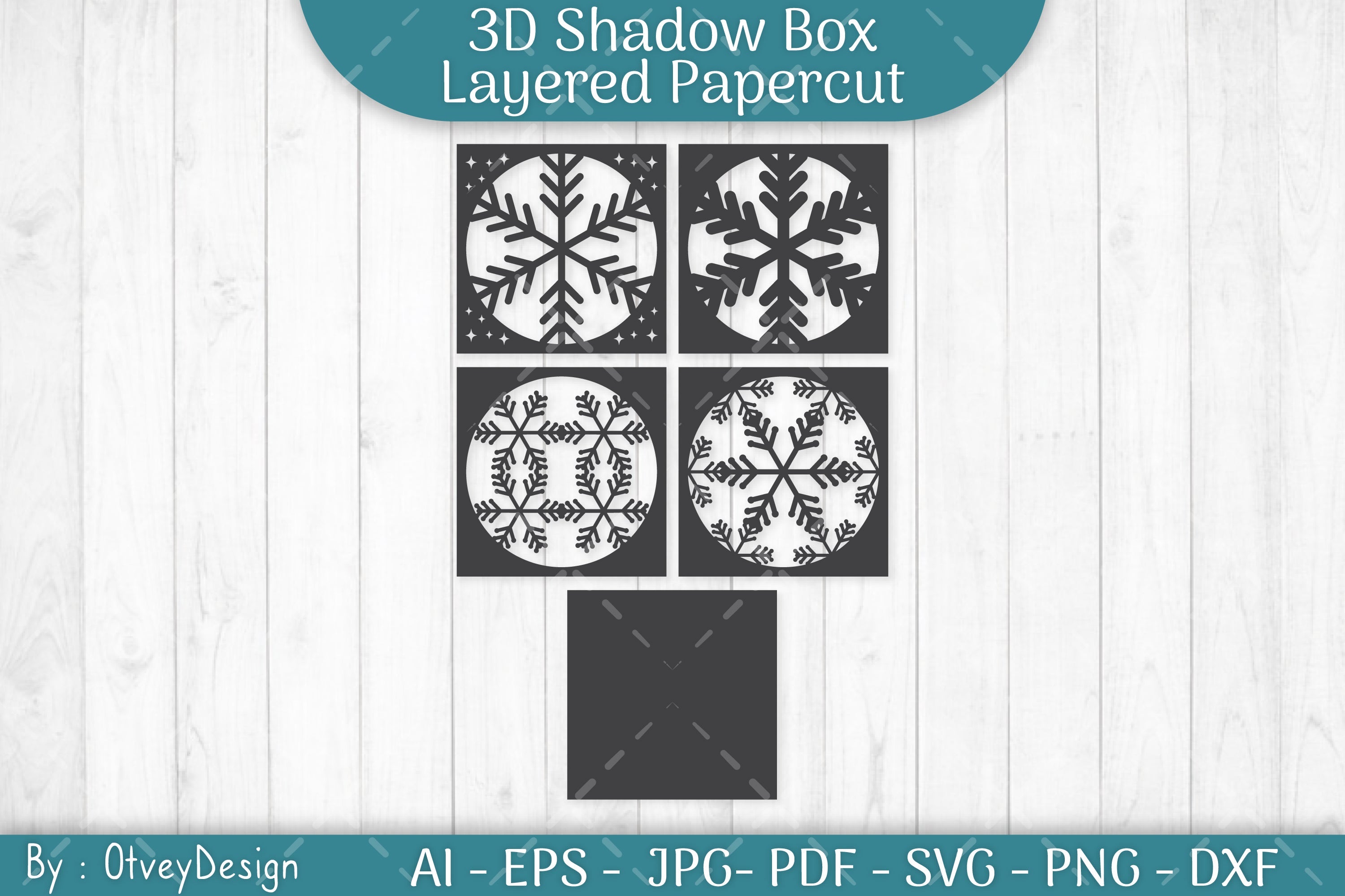 Snowflake 3D Shadow Box Layered Papercut SVG Bundle