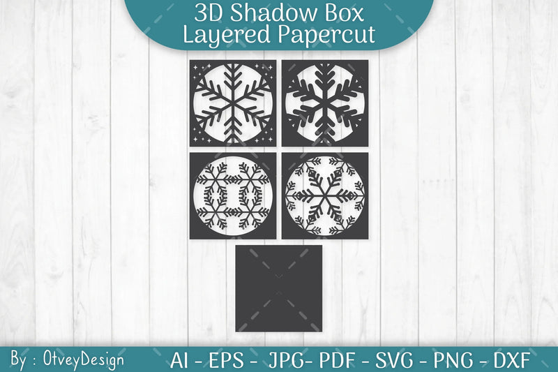 Snowflake 3D Shadow Box Layered Papercut SVG Bundle - CraftNest - Digital Crafting and Art