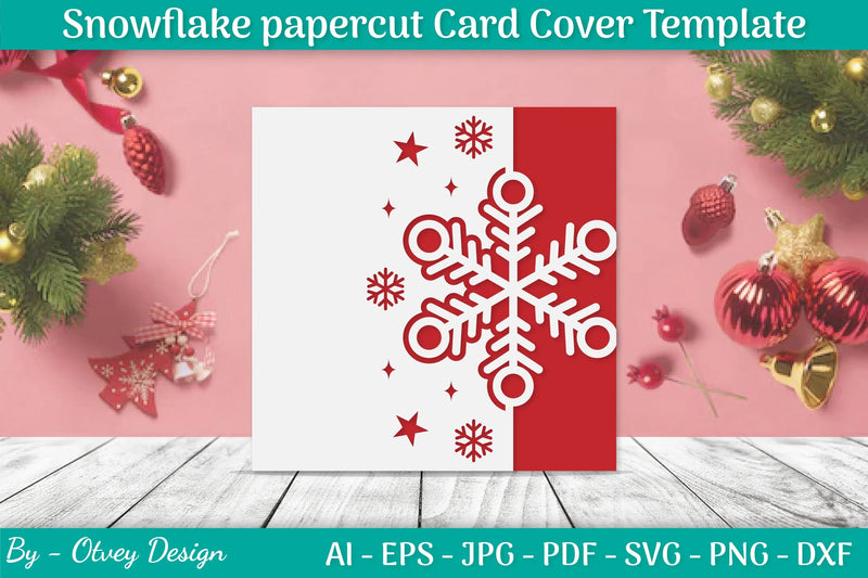 Snowflake Papercut Card Cover Template SVG Bundle 1 - CraftNest - Digital Crafting and Art