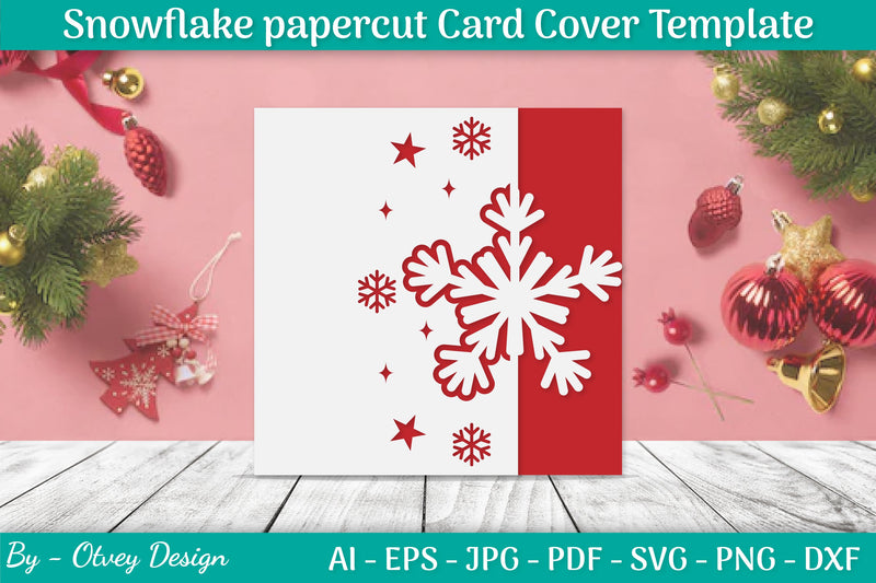 Snowflake Papercut Card Cover Template SVG Bundle 14 - CraftNest - Digital Crafting and Art