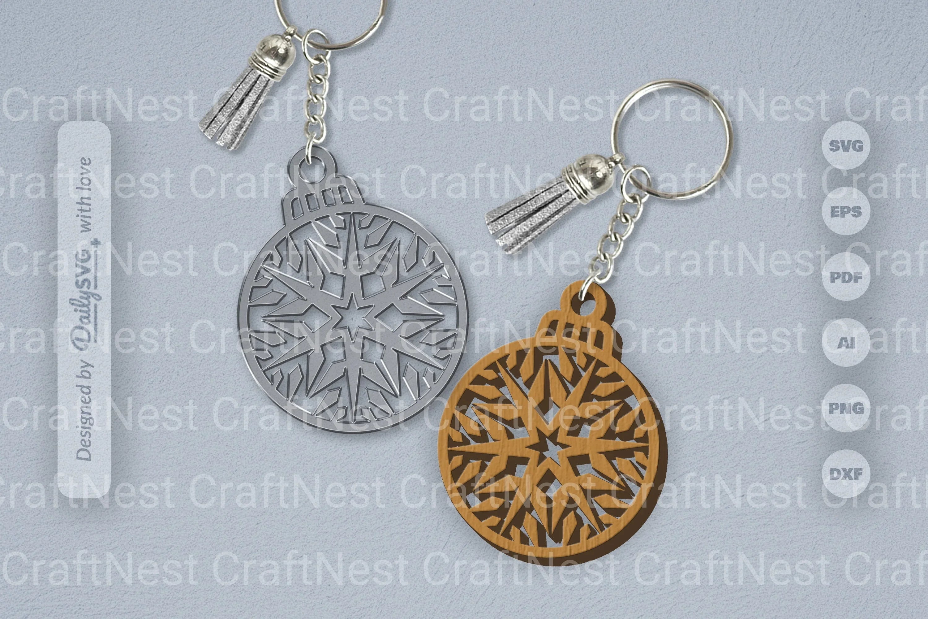 Snowflake Christmas Round Bauble SVG Bundle