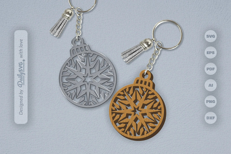 Snowflake Christmas Round Bauble SVG Bundle 4 - CraftNest - Digital Crafting and Art