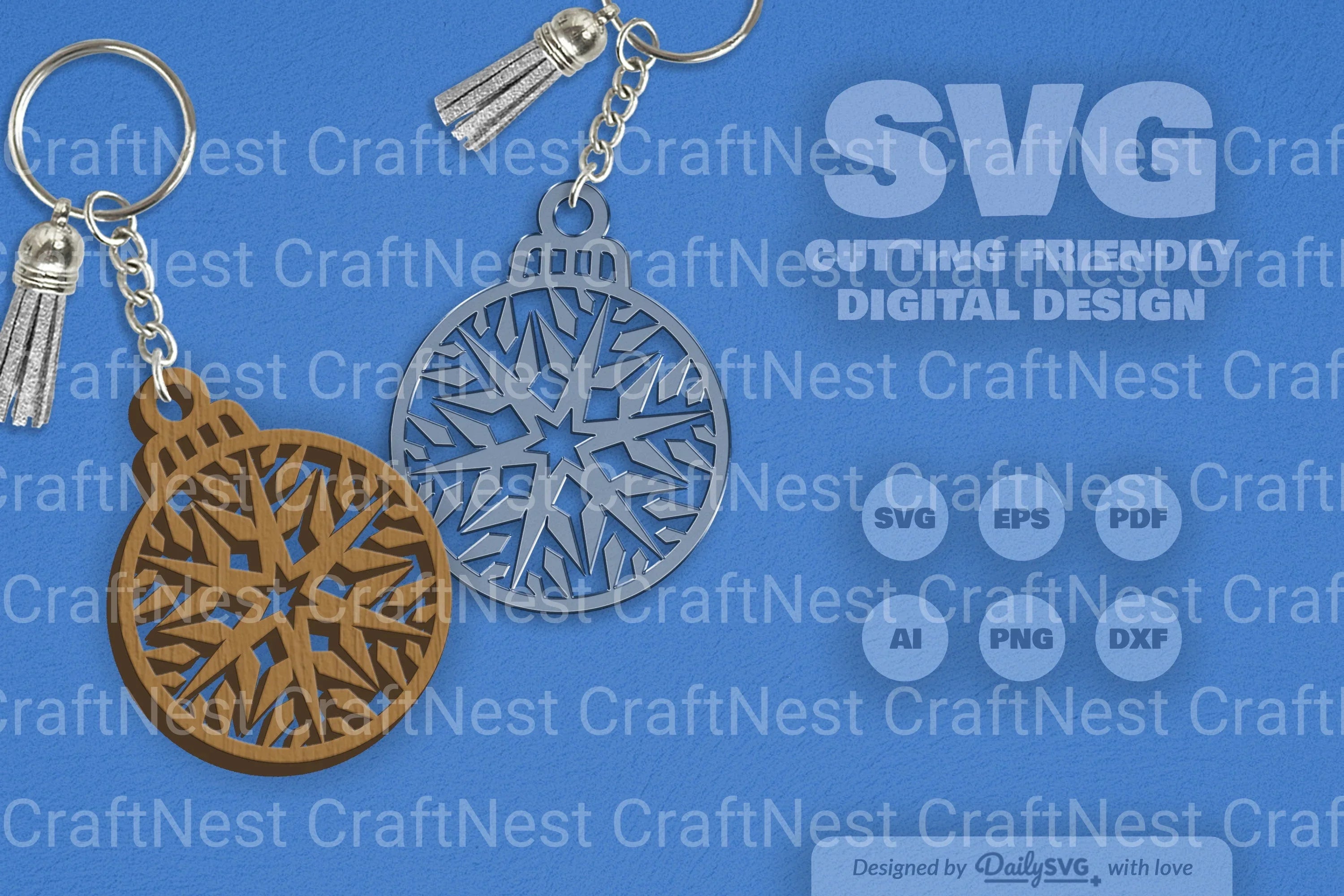 Snowflake Christmas Round Bauble SVG Bundle