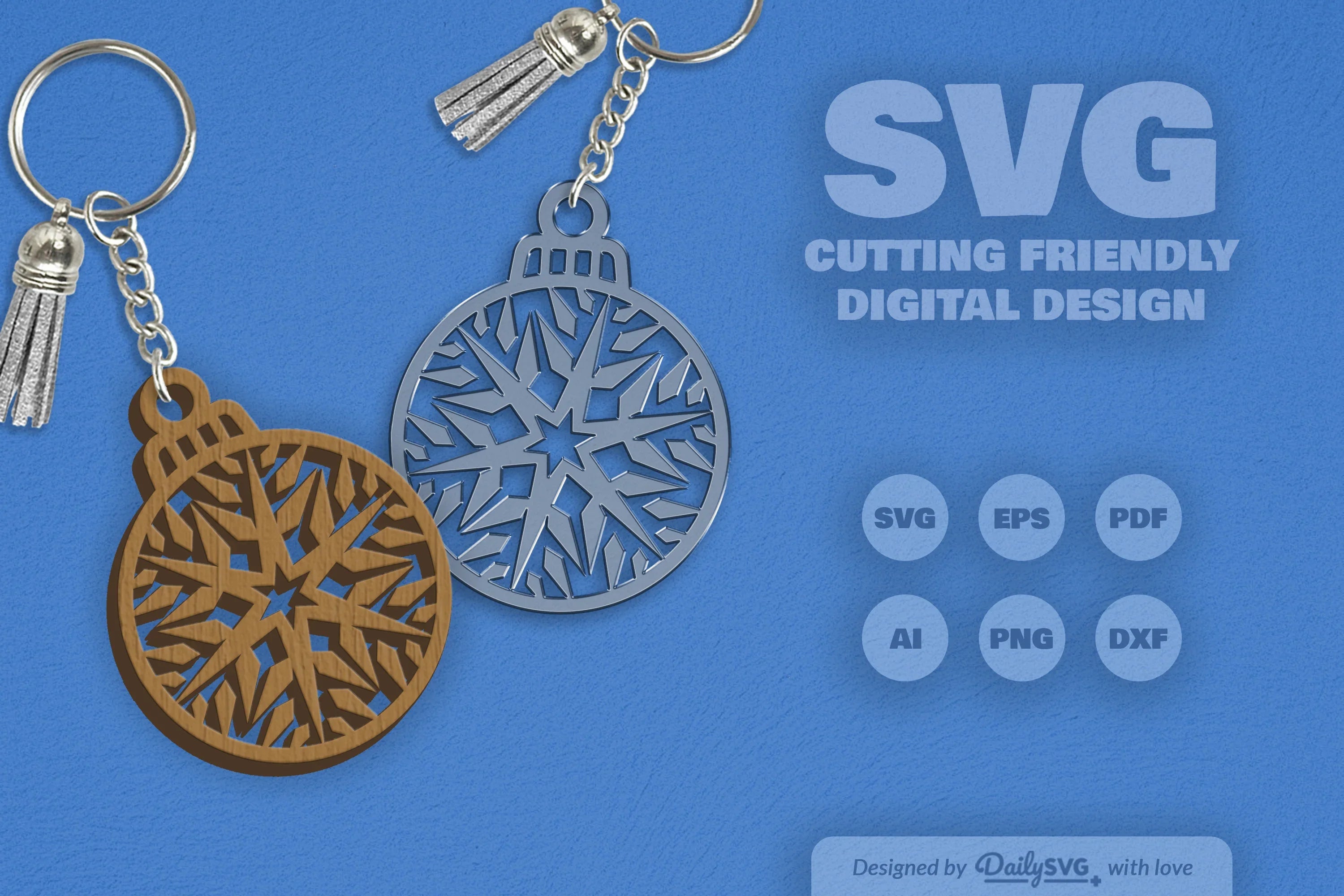 Snowflake Christmas Round Bauble SVG Bundle 4 - CraftNest - Digital Crafting and Art