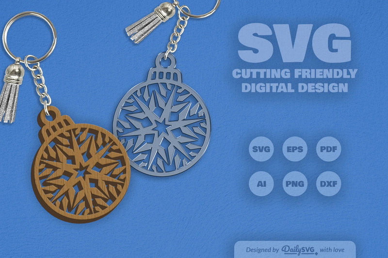 Snowflake Christmas Round Bauble SVG Bundle 4 - CraftNest - Digital Crafting and Art