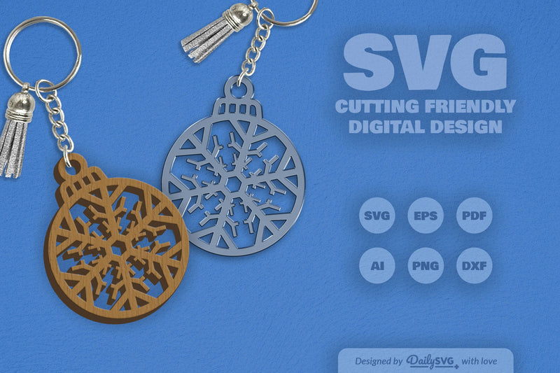 Snowflake Christmas Round Bauble SVG Bundle 5 - CraftNest - Digital Crafting and Art
