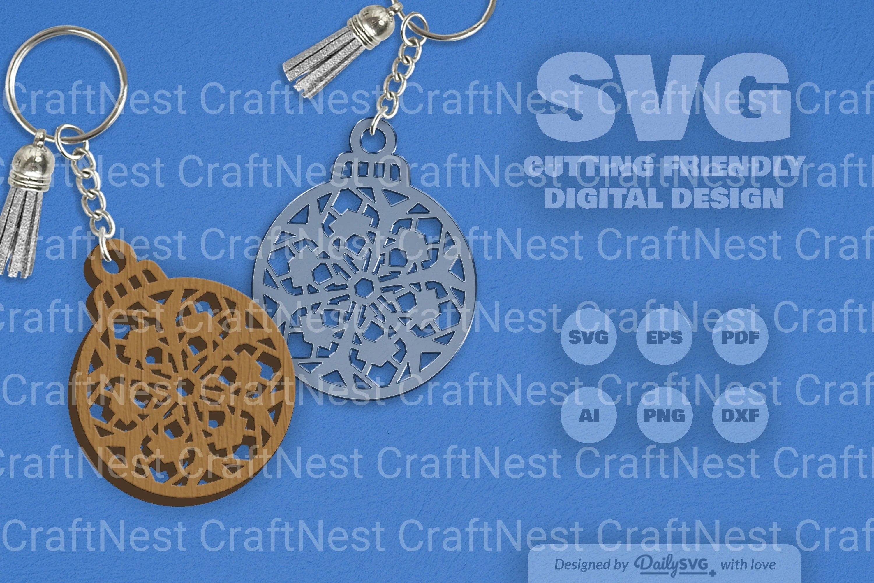 Snowflake Christmas Round Bauble SVG Bundle