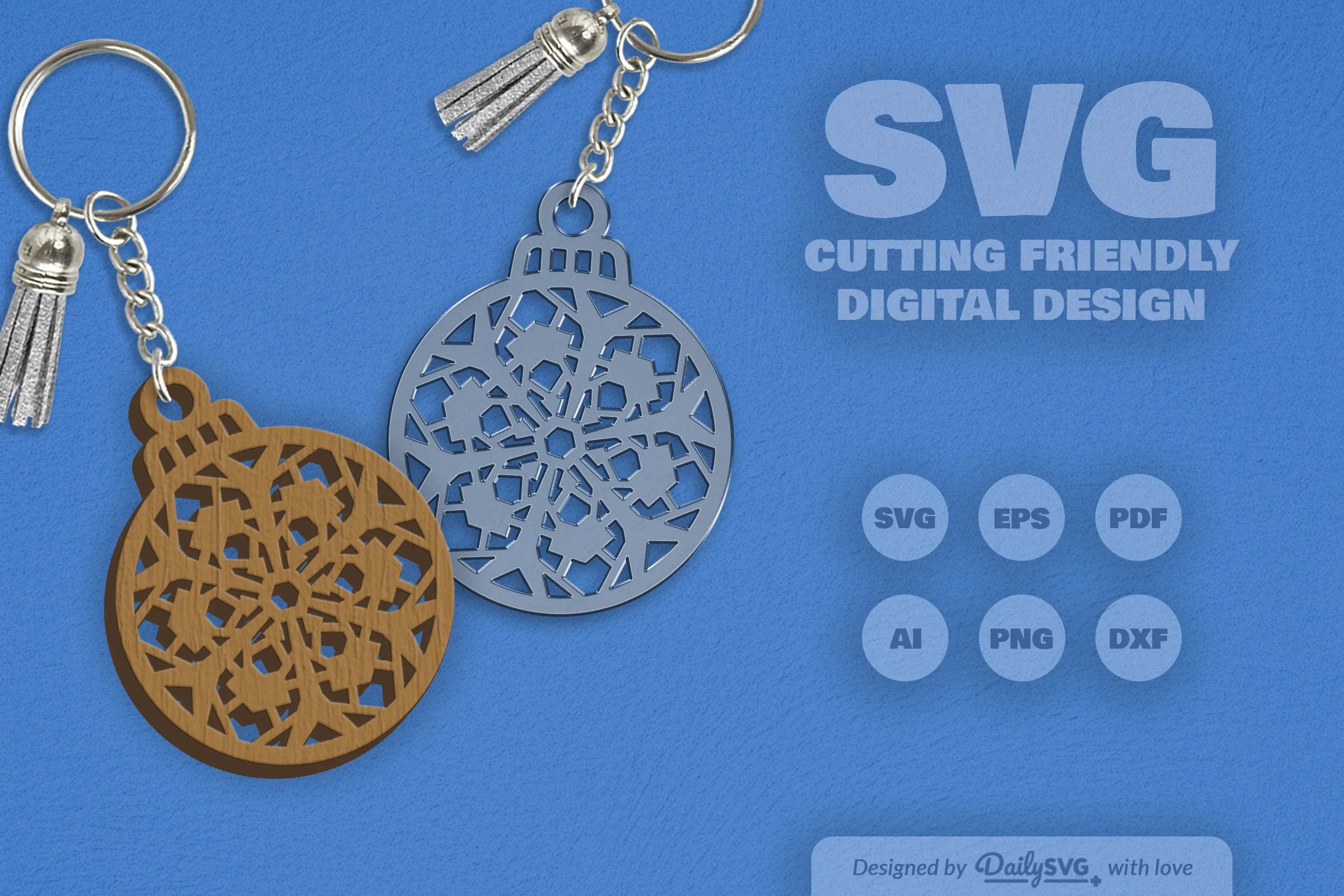 Snowflake Christmas Round Bauble SVG Bundle 1 - CraftNest - Digital Crafting and Art