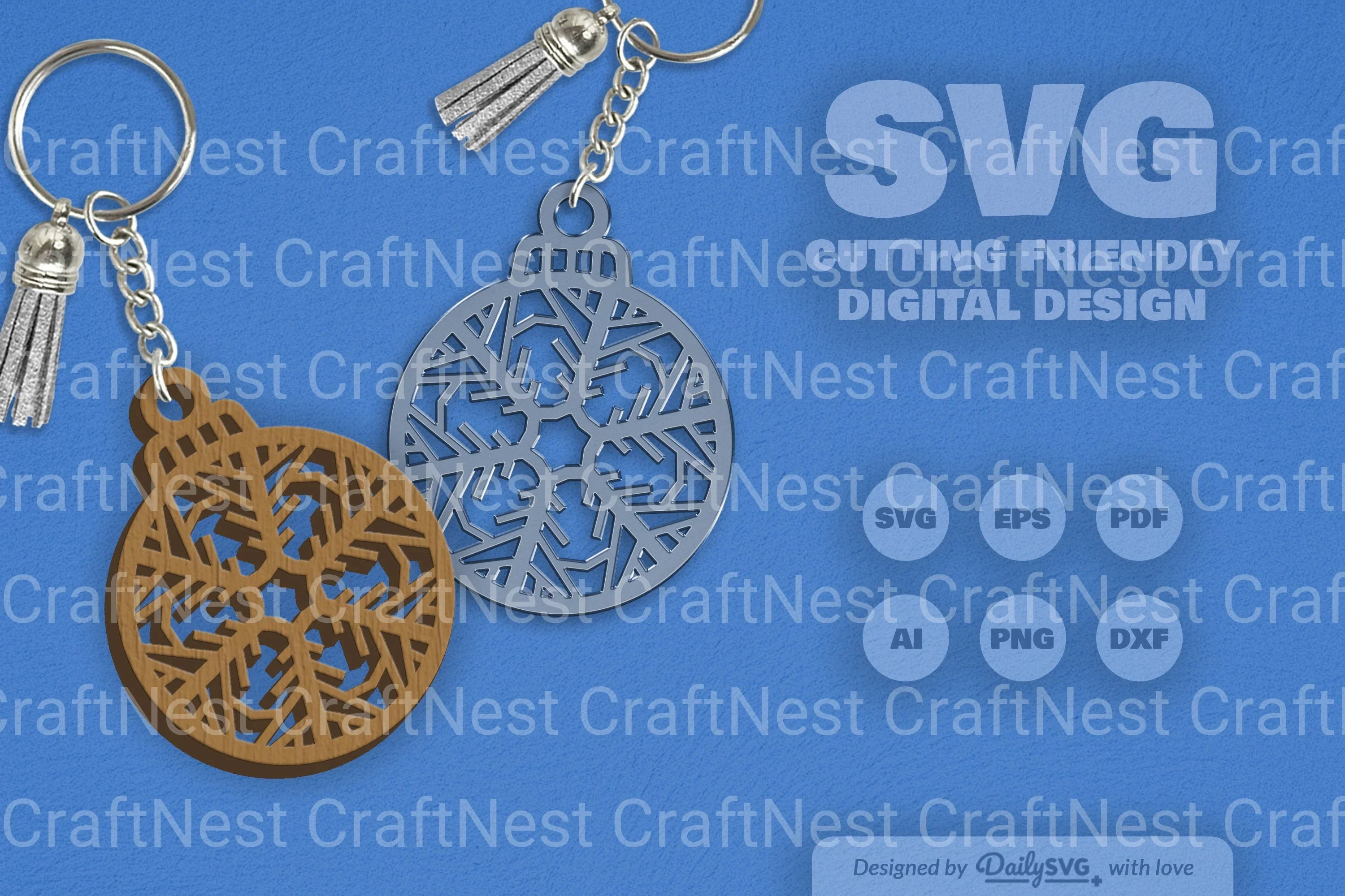 Snowflake Christmas Round Bauble SVG Bundle