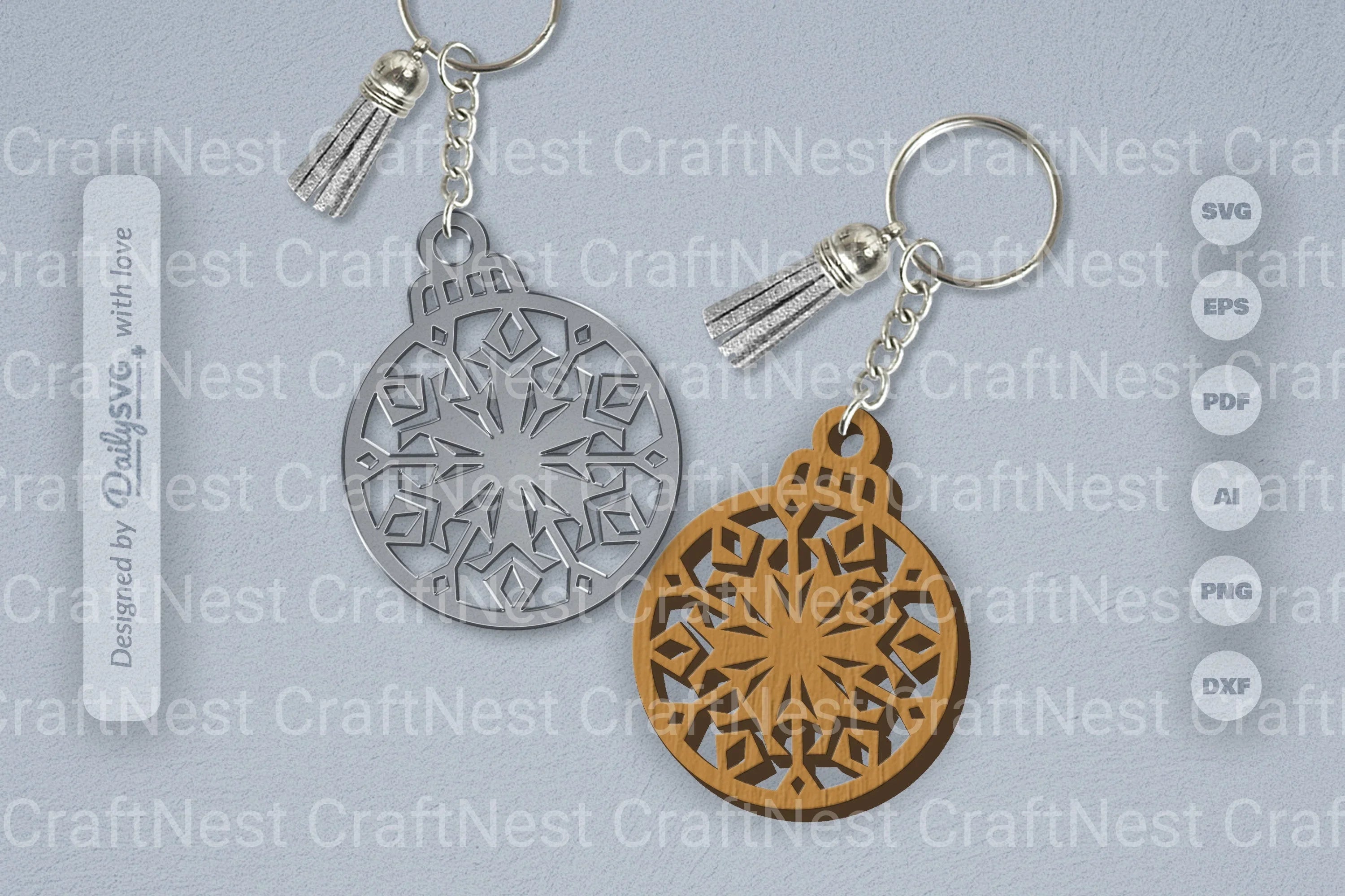 Snowflake Christmas Round Bauble SVG Bundle