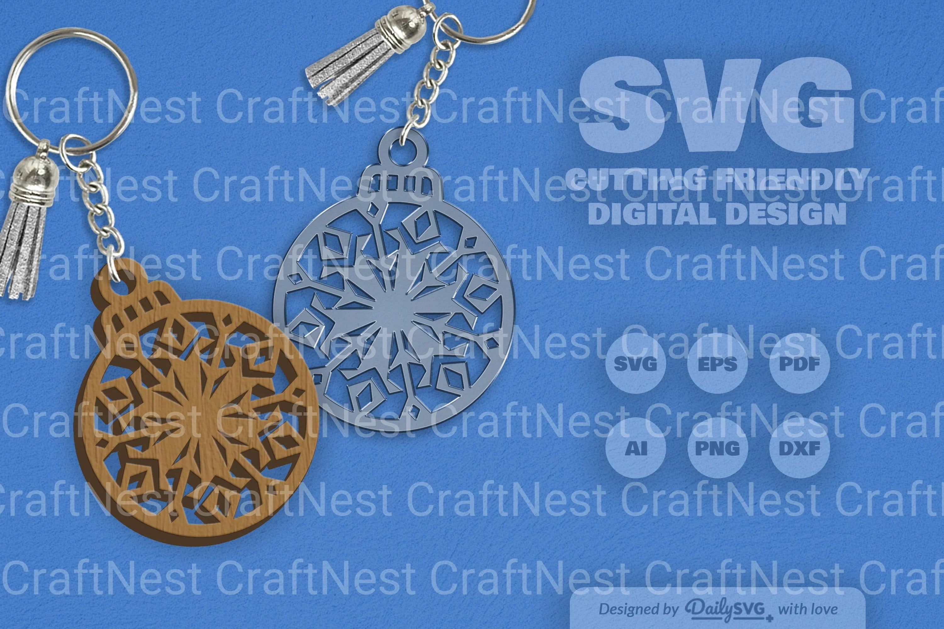 Snowflake Christmas Round Bauble SVG Bundle