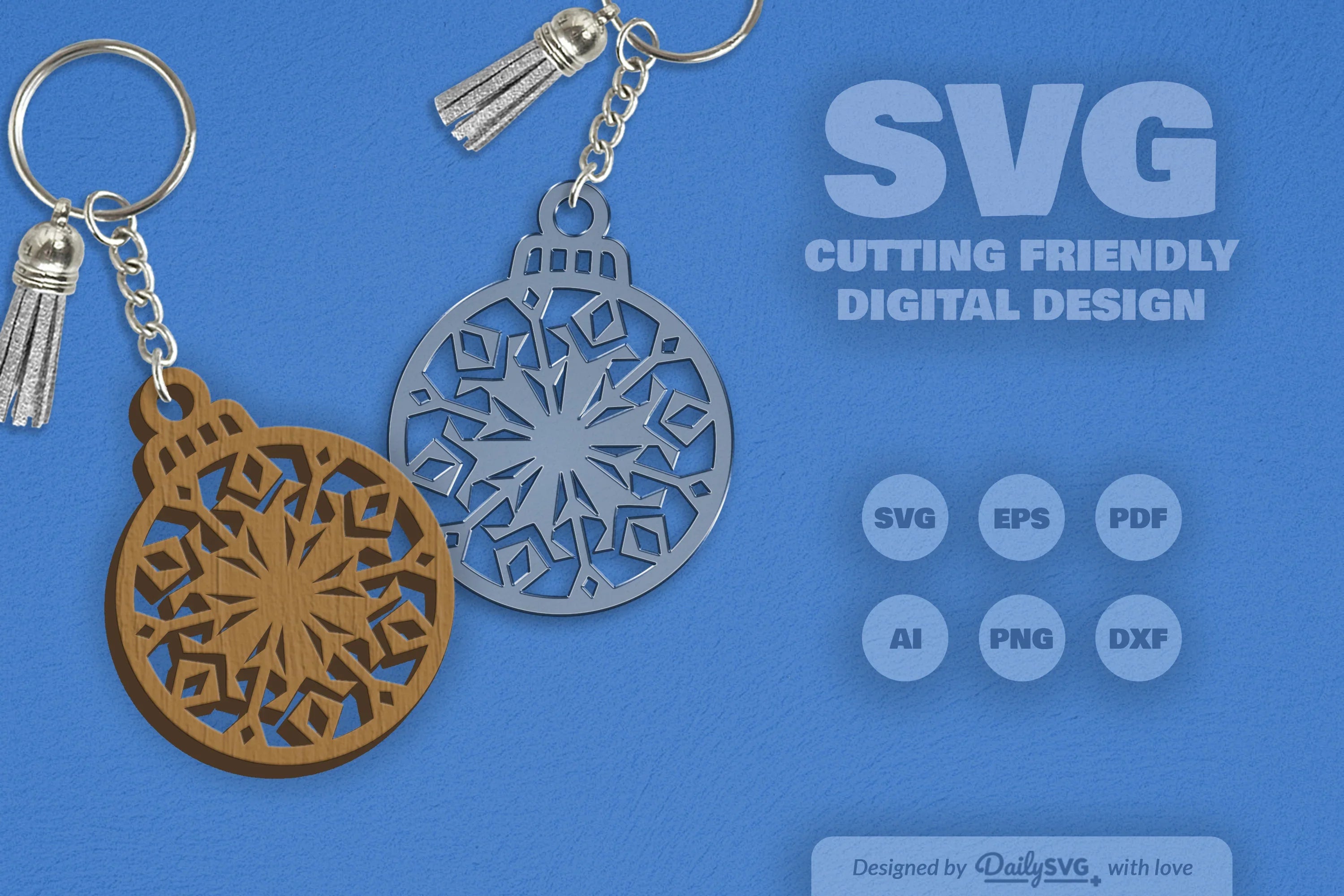 Snowflake Christmas Round Bauble SVG Bundle 3 - CraftNest - Digital Crafting and Art