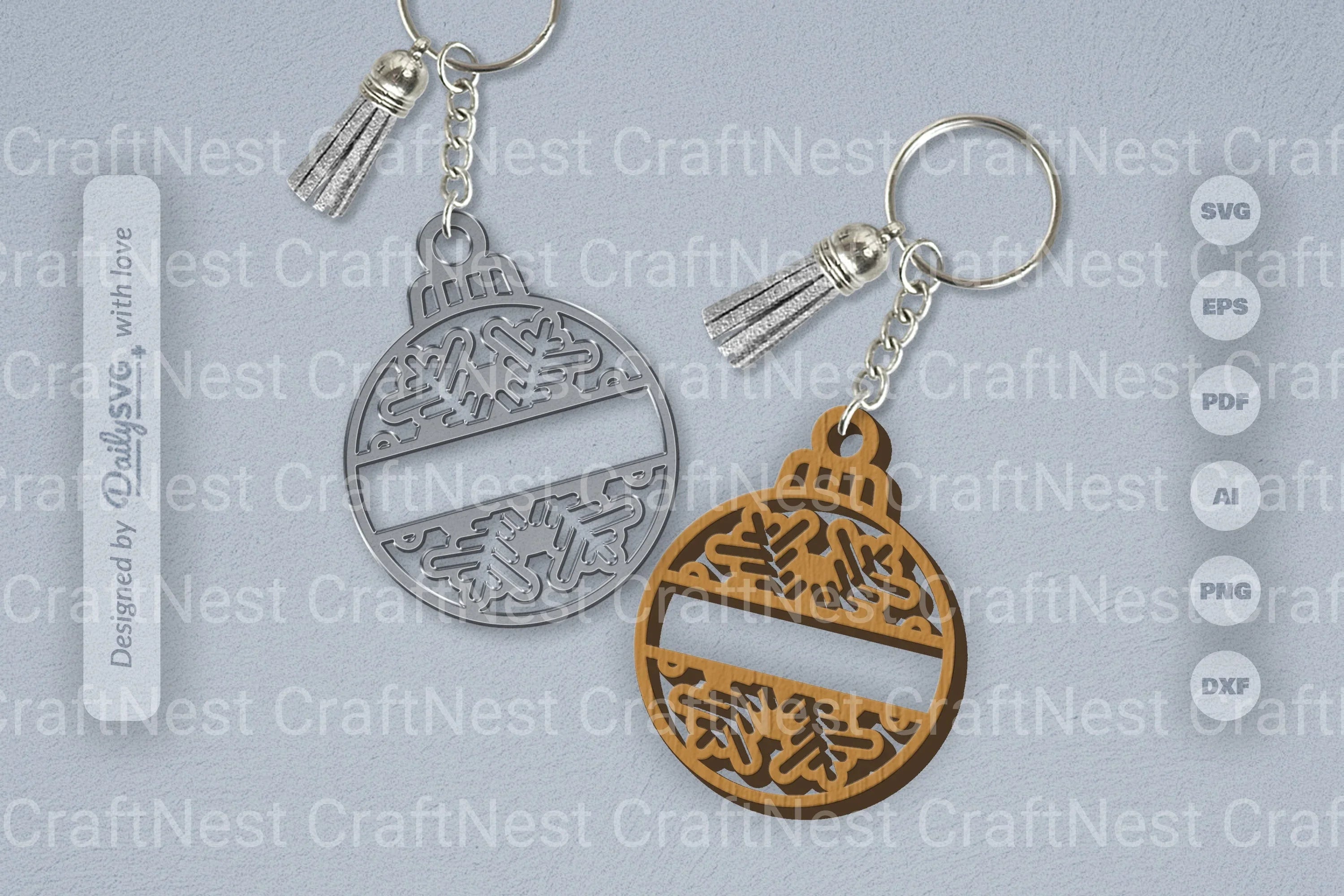 Snowflake Christmas Split Bauble SVG Bundle