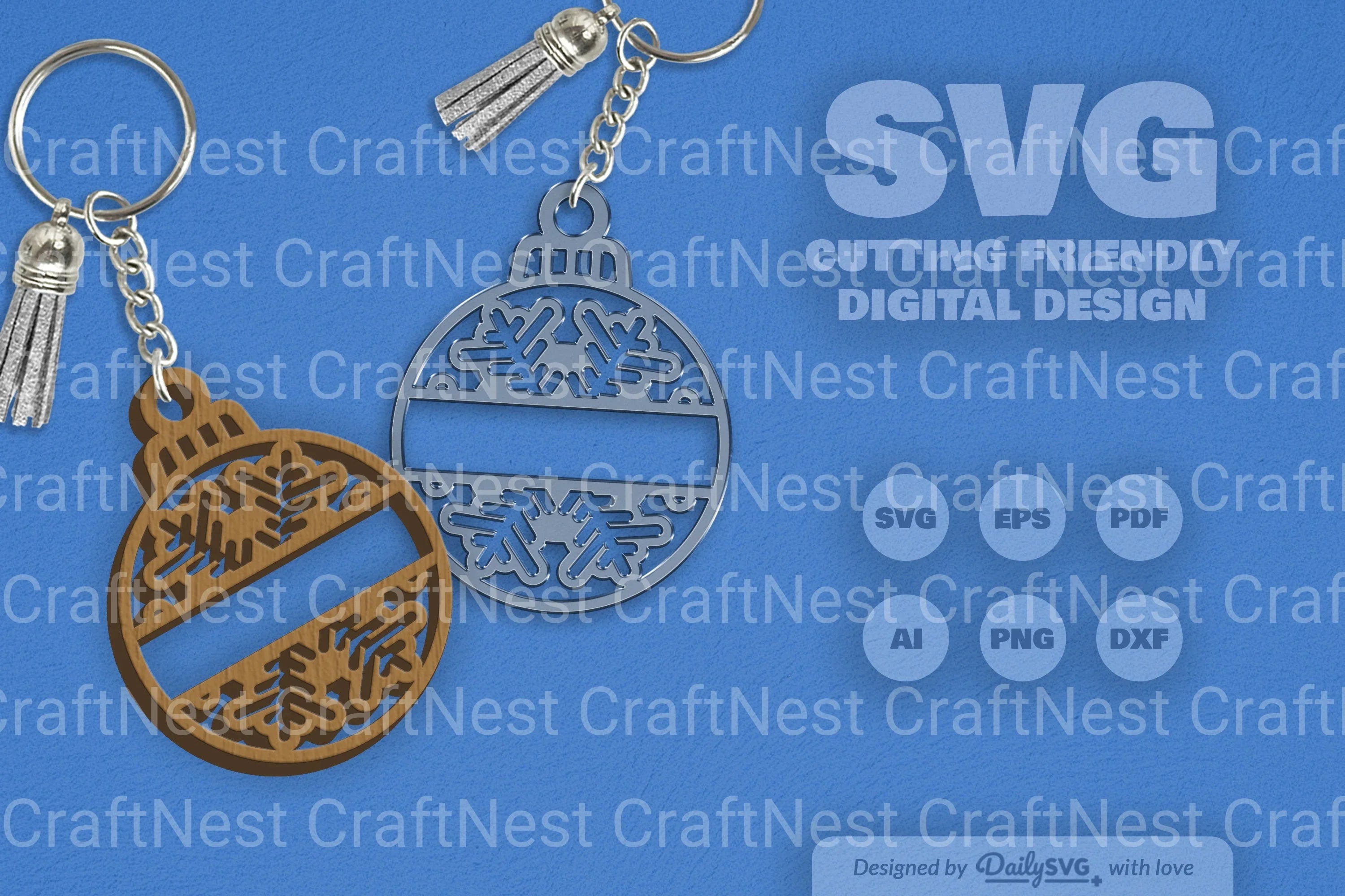Snowflake Christmas Split Bauble SVG Bundle