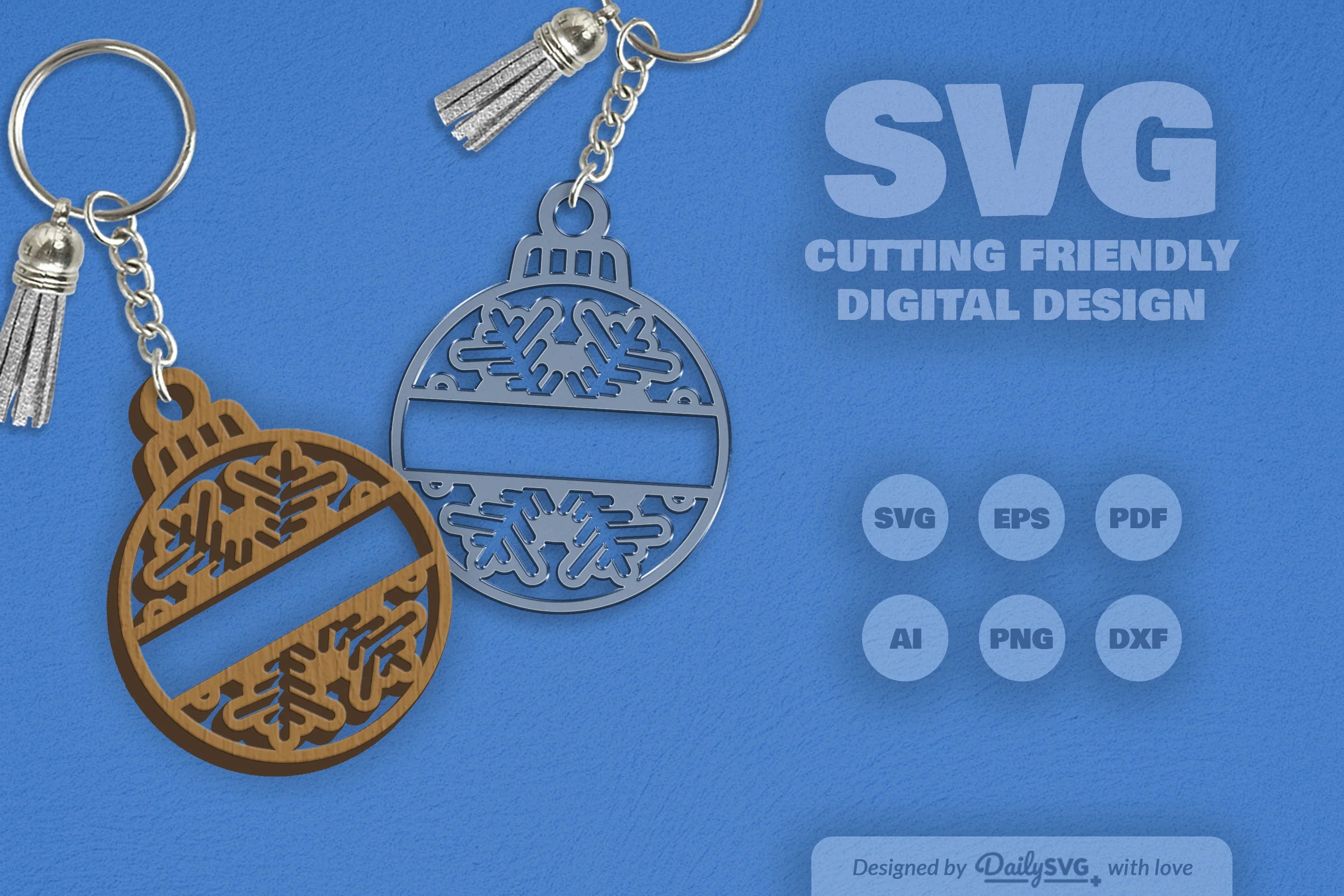 Snowflake Christmas Split Bauble SVG Bundle 6 - CraftNest - Digital Crafting and Art