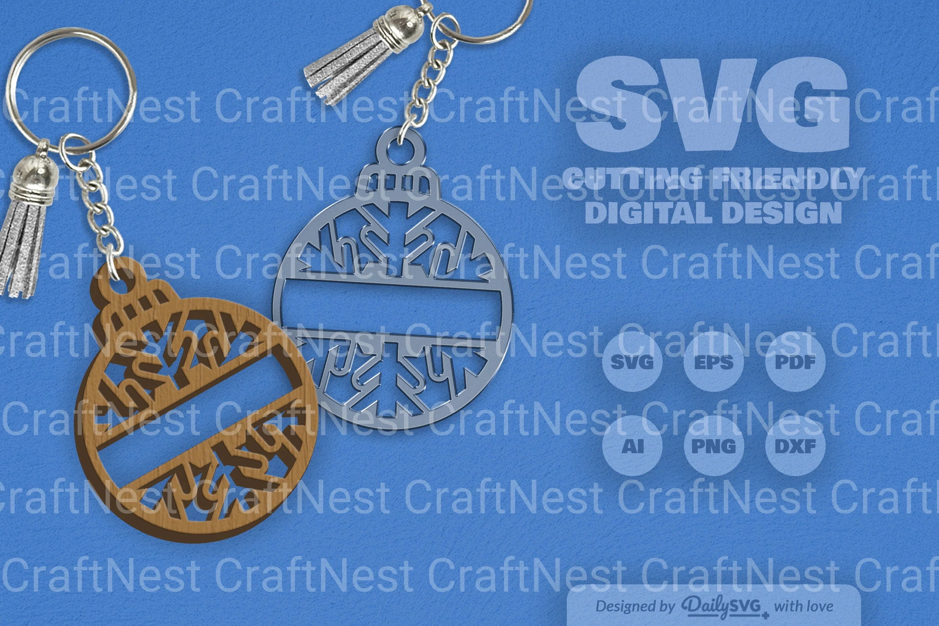 Snowflake Christmas Split Bauble SVG Bundle