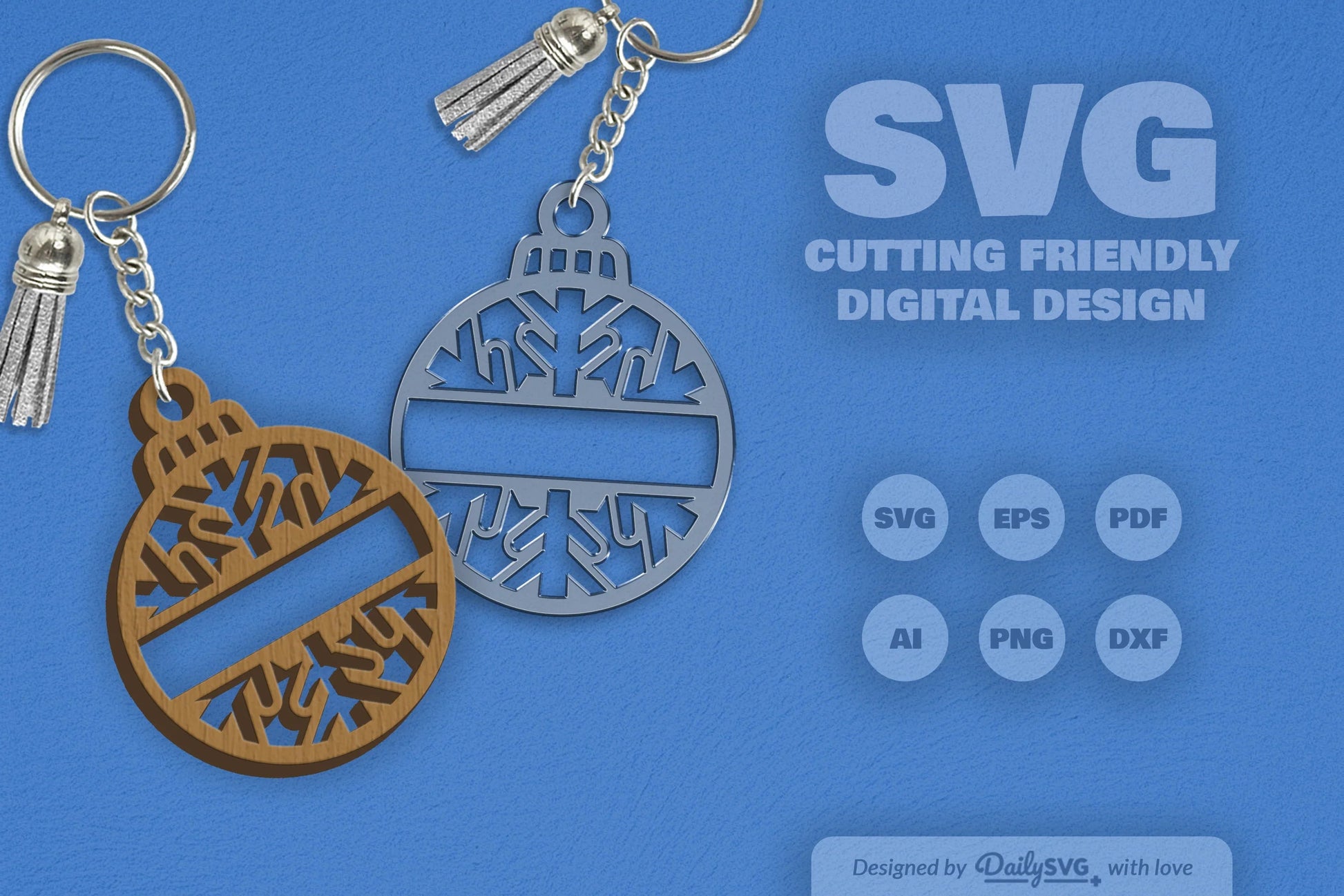 Snowflake Christmas Split Bauble SVG Bundle 3 - CraftNest - Digital Crafting and Art