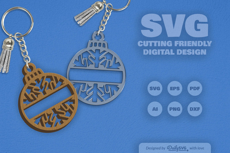 Snowflake Christmas Split Bauble SVG Bundle 3 - CraftNest - Digital Crafting and Art