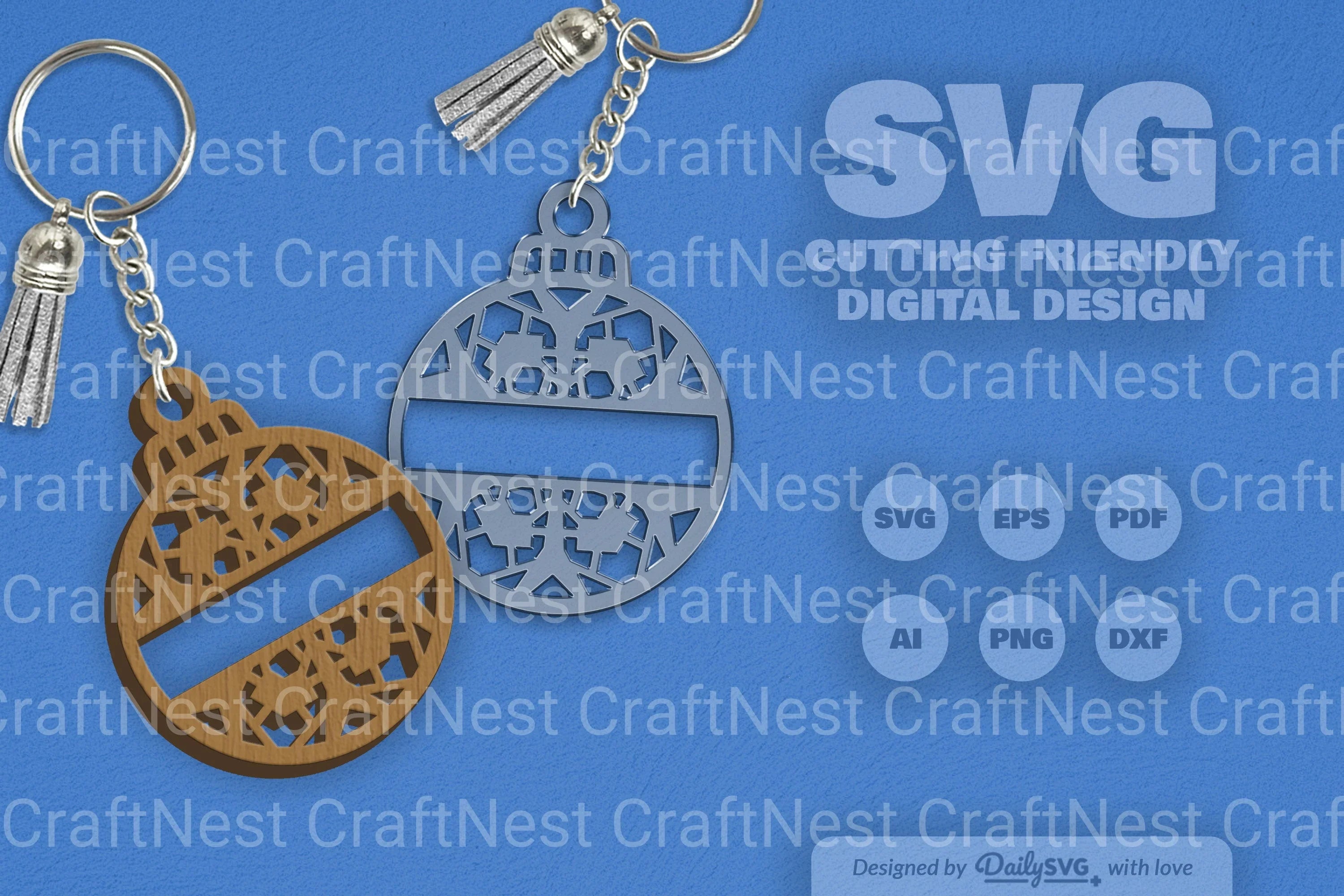 Snowflake Christmas Split Bauble SVG Bundle