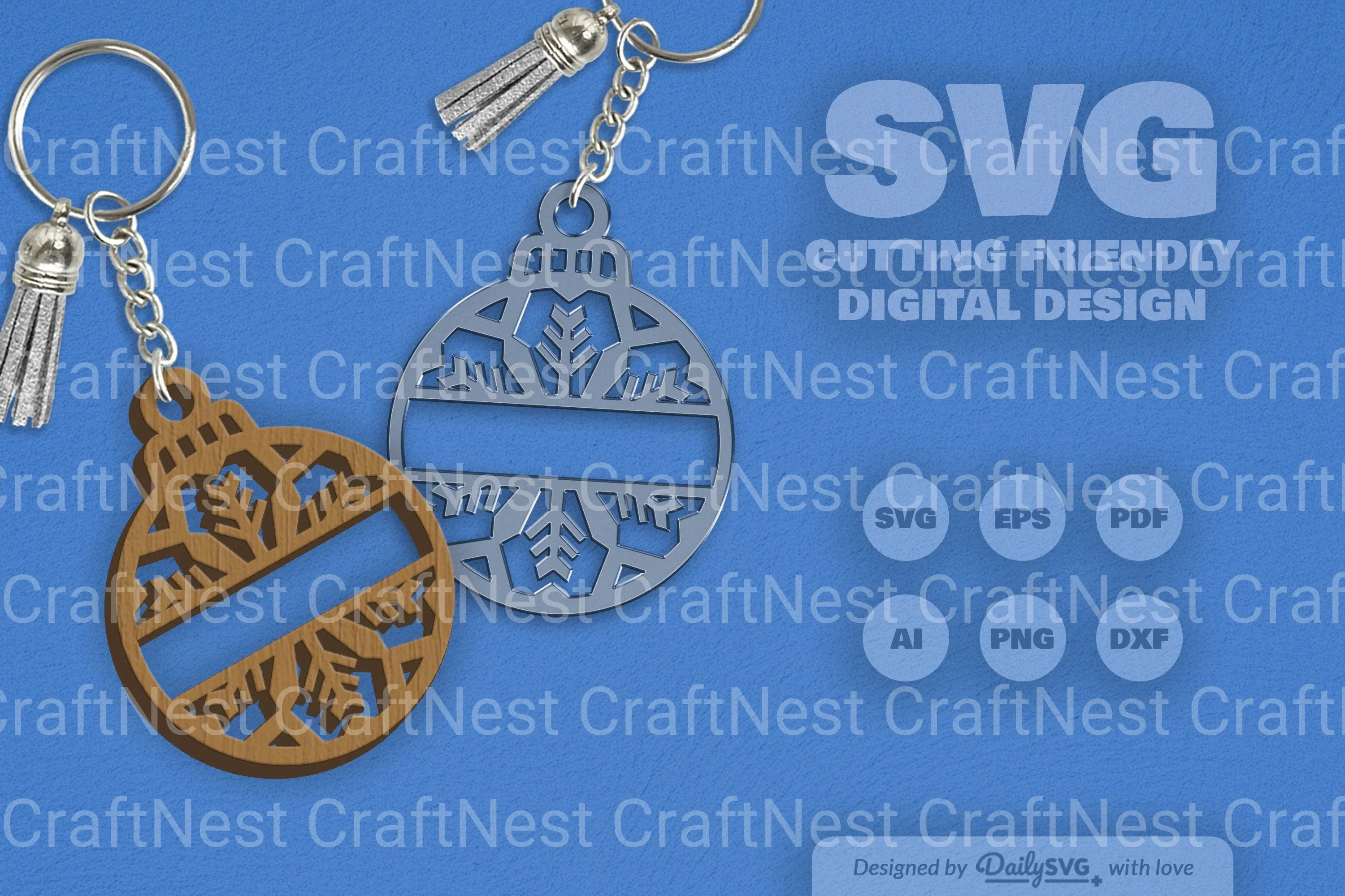 Snowflake Christmas Split Bauble SVG Bundle