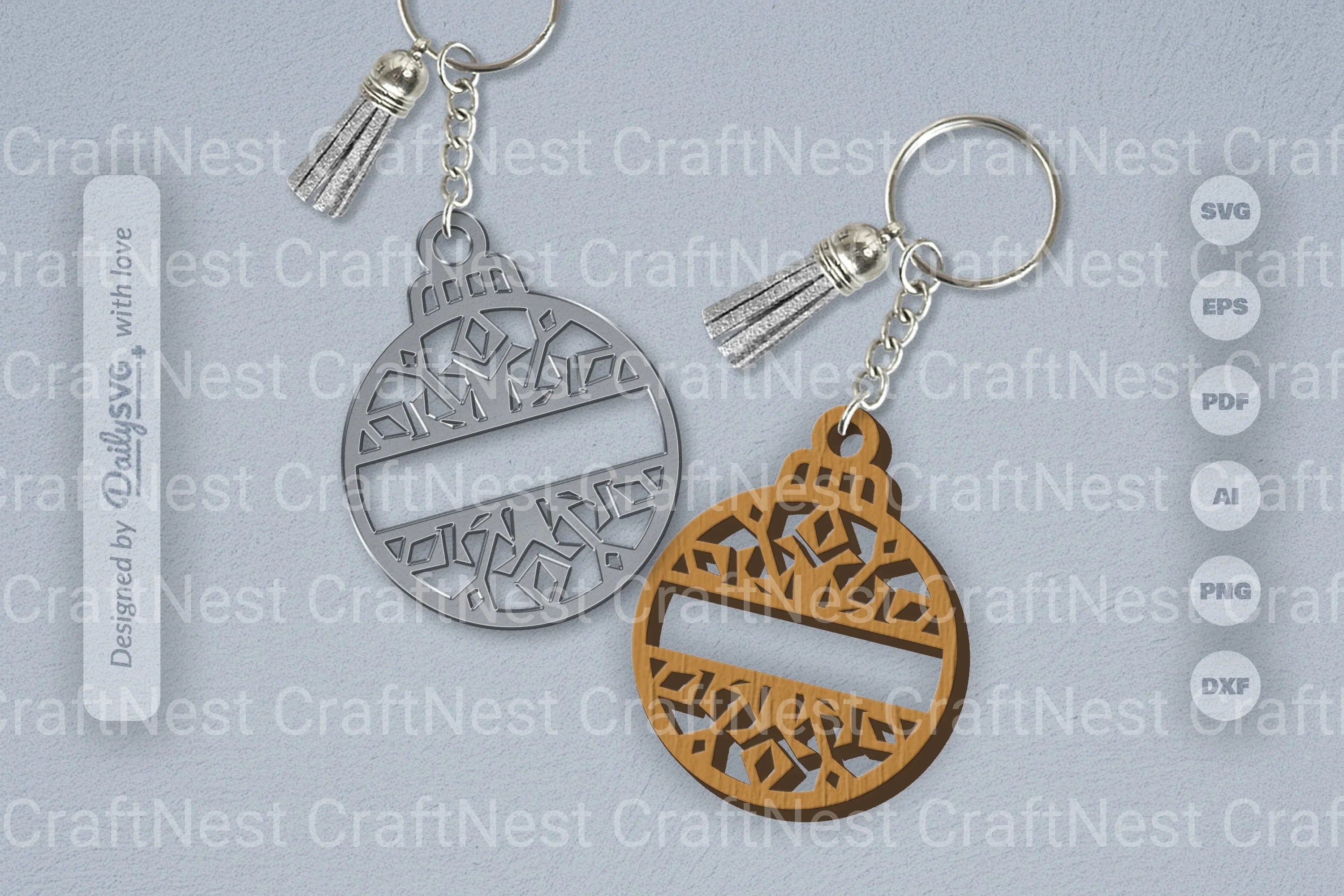 Snowflake Christmas Split Bauble SVG Bundle