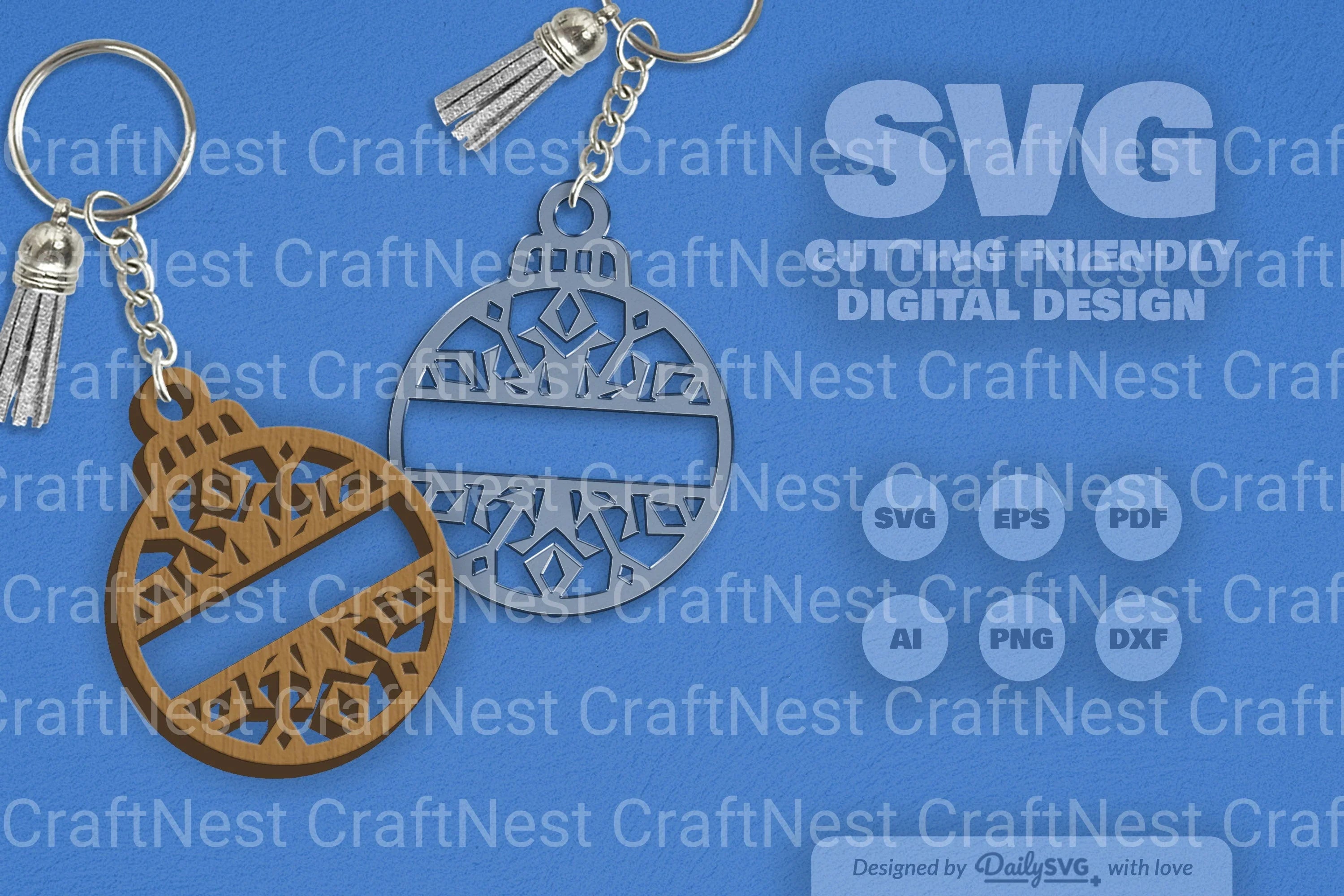 Snowflake Christmas Split Bauble SVG Bundle