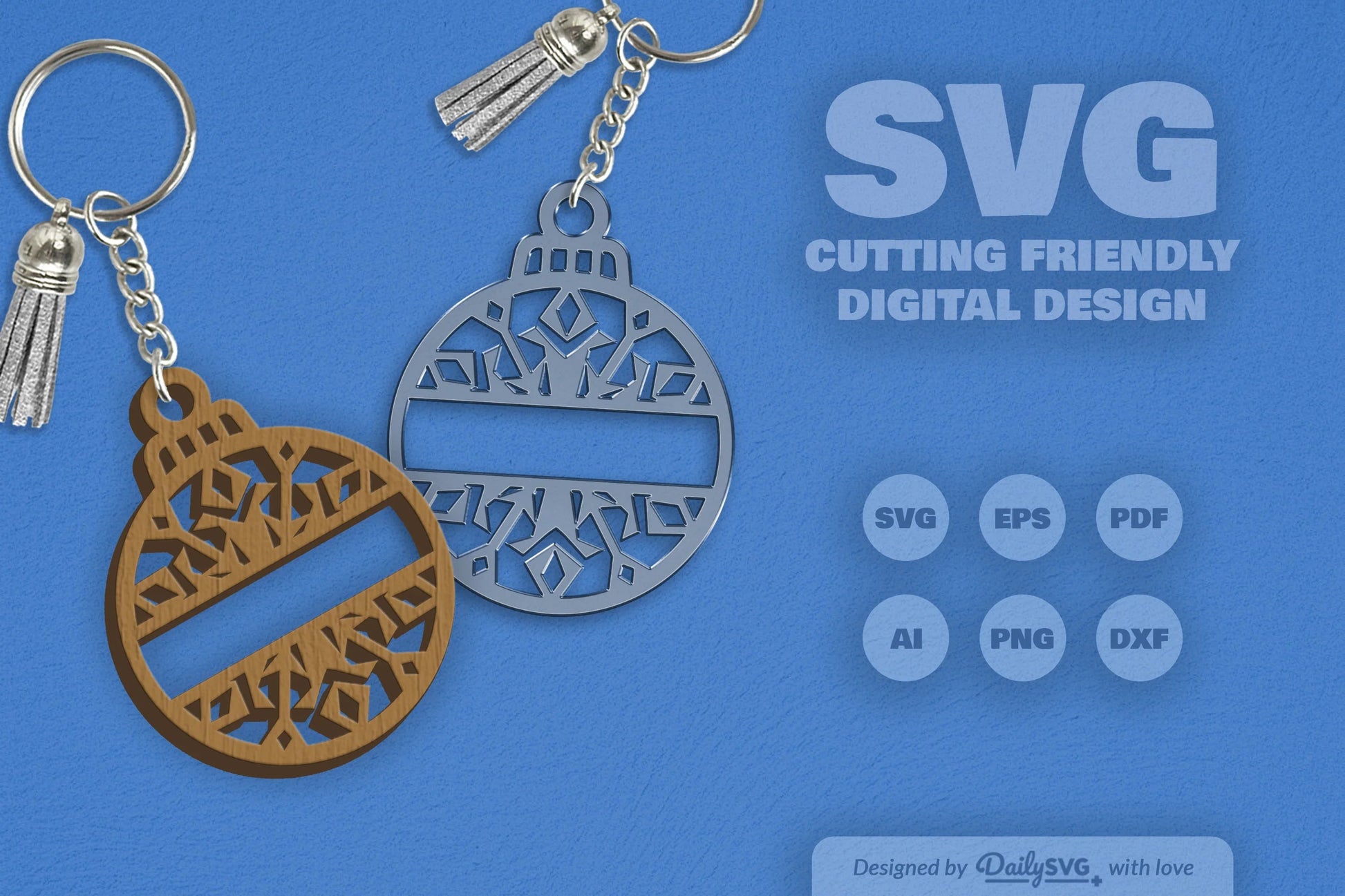 Snowflake Christmas Split Bauble SVG Bundle 8 - CraftNest - Digital Crafting and Art