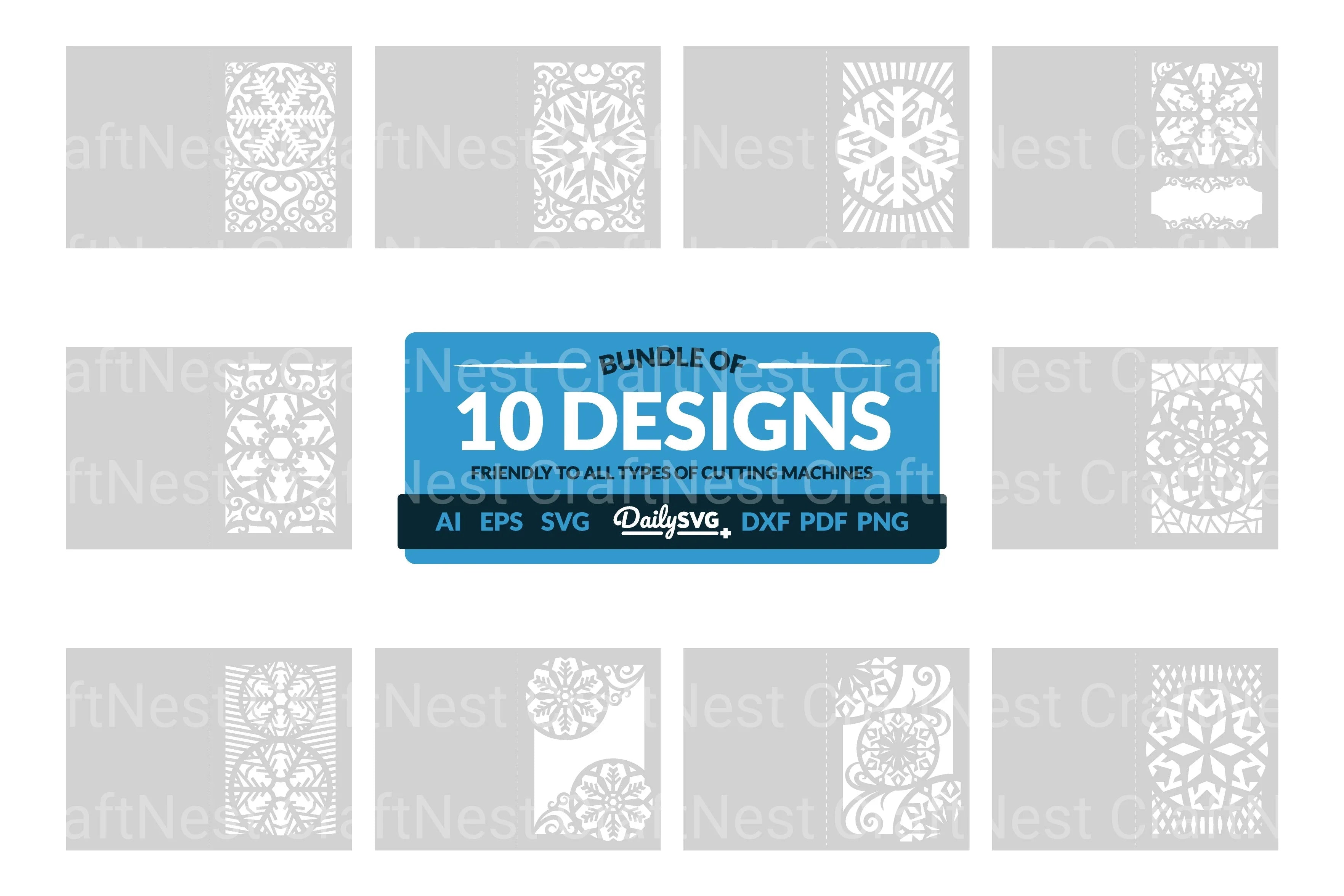 Daily Snowflake Greeting Card Clipart SVG Bundle