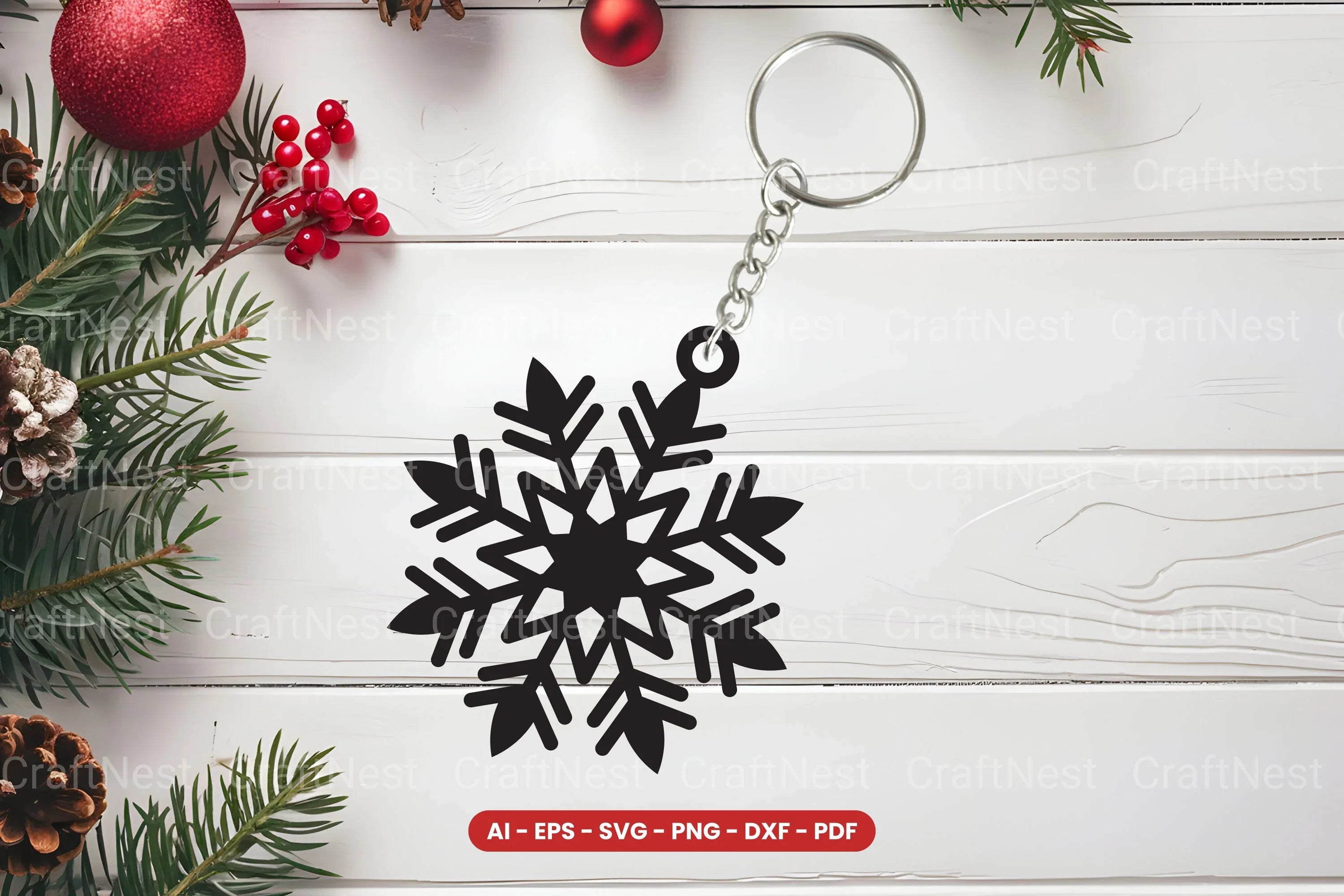 Snowflake Keychain Lasercut SVG Bundle - CraftNest - Digital Crafting and Art