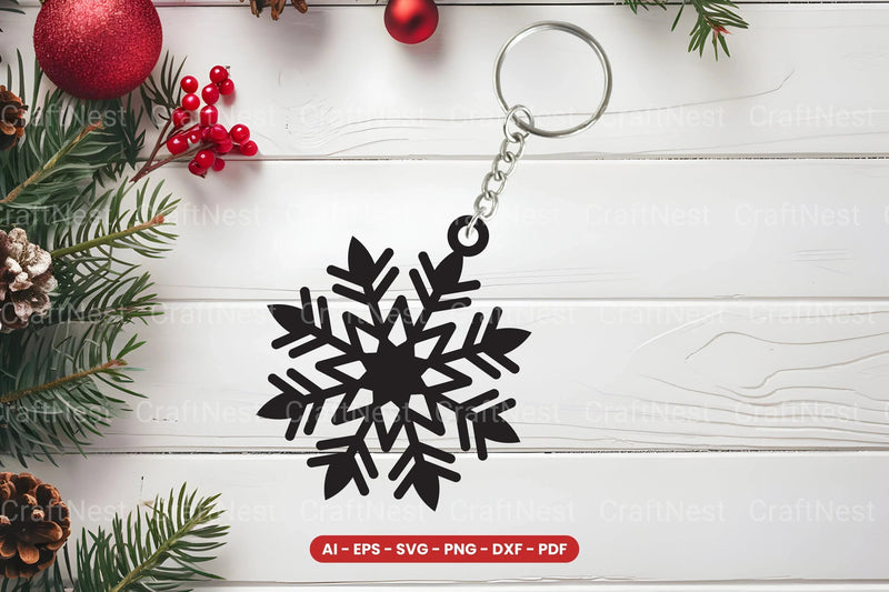 Snowflake Keychain Lasercut SVG Bundle - CraftNest - Digital Crafting and Art