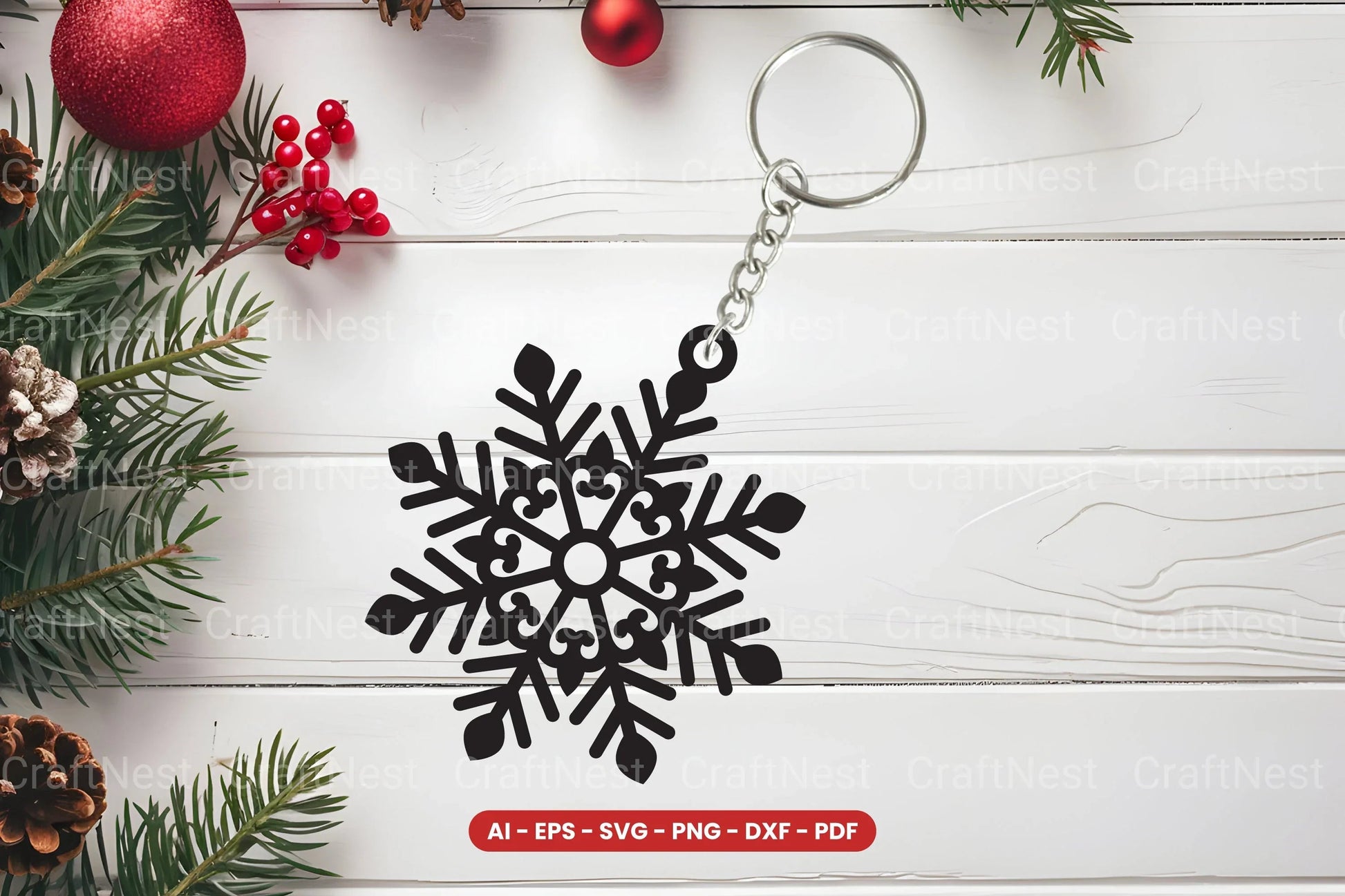 Snowflake Keychain Laser Cut SVG Bundle - CraftNest - Digital Crafting and Art