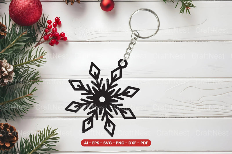 Snowflake Keychain Laser Cut SVG Bundle - CraftNest - Digital Crafting and Art
