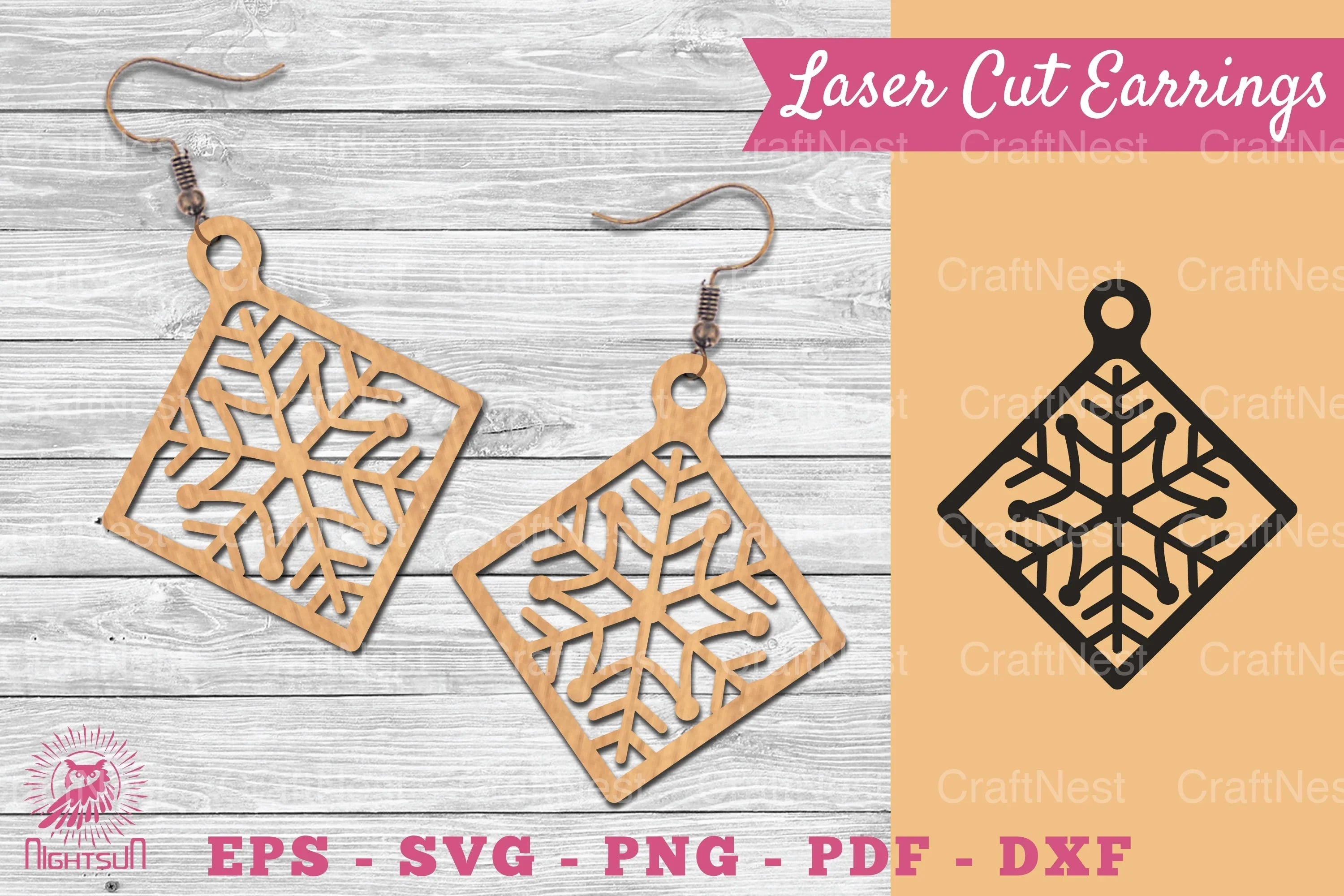 Snowflake Laser Cut Earrings SVG Bundle - CraftNest - Digital Crafting and Art