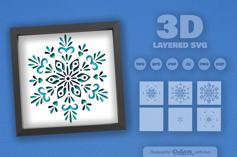 Snowflake Mandala Papercut SVG Bundle - CraftNest - Digital Crafting and Art