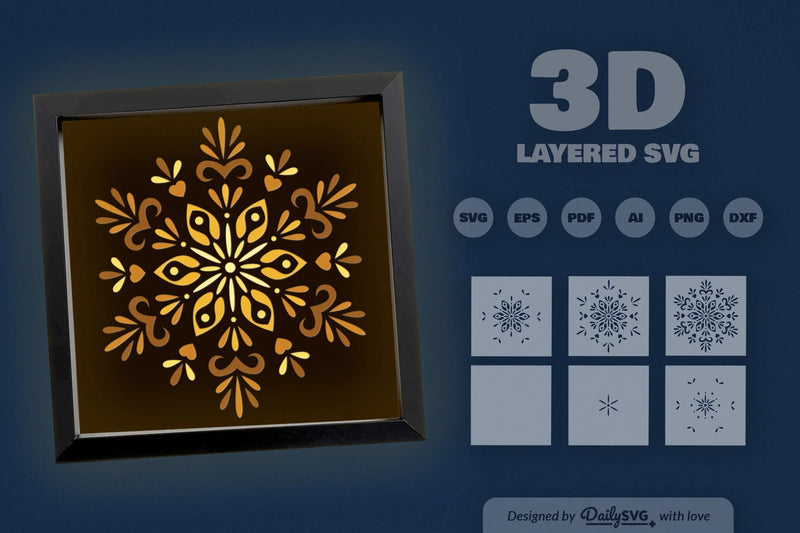 Snowflake Mandala Papercut SVG Bundle - CraftNest - Digital Crafting and Art