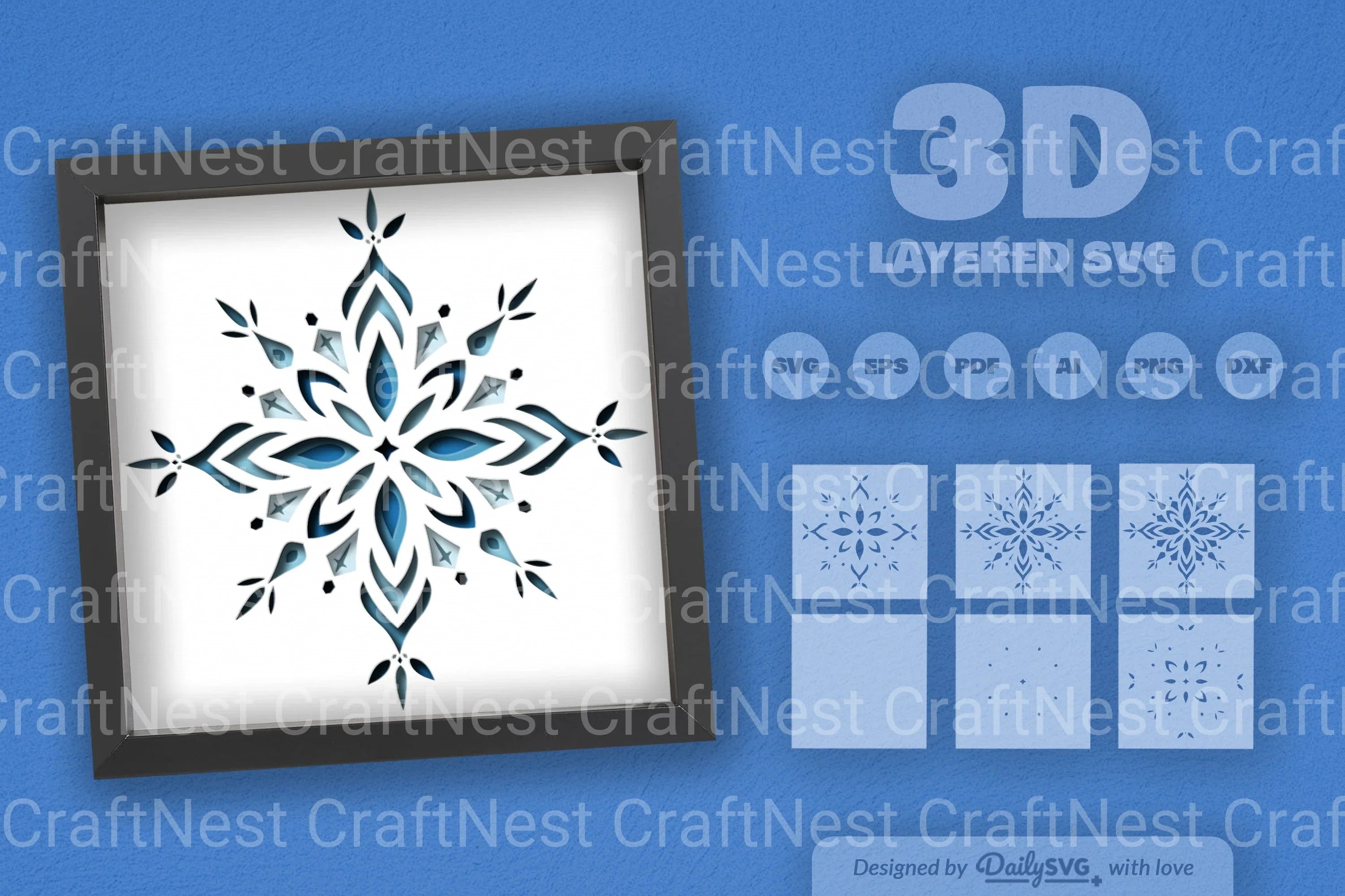 Snowflake Mandala Winter Papercut SVG Bundle
