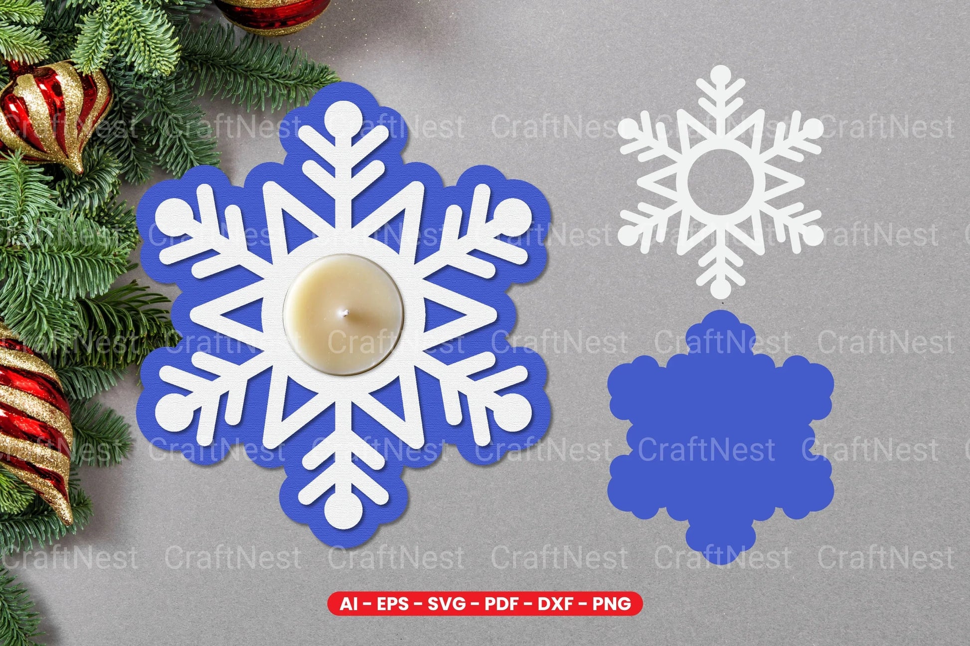 Snowflake Tealight Holder Laser Cut SVG Bundle - CraftNest - Digital Crafting and Art