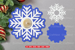 Snowflake Tealight Holder Laser Cut SVG Bundle - CraftNest - Digital Crafting and Art