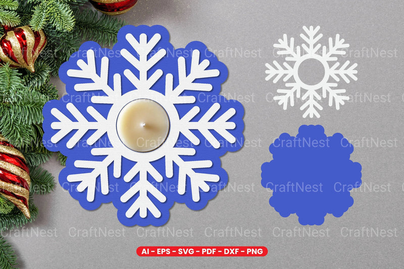 Snowflake Tealight Holder Laser Cut SVG Bundle - CraftNest - Digital Crafting and Art
