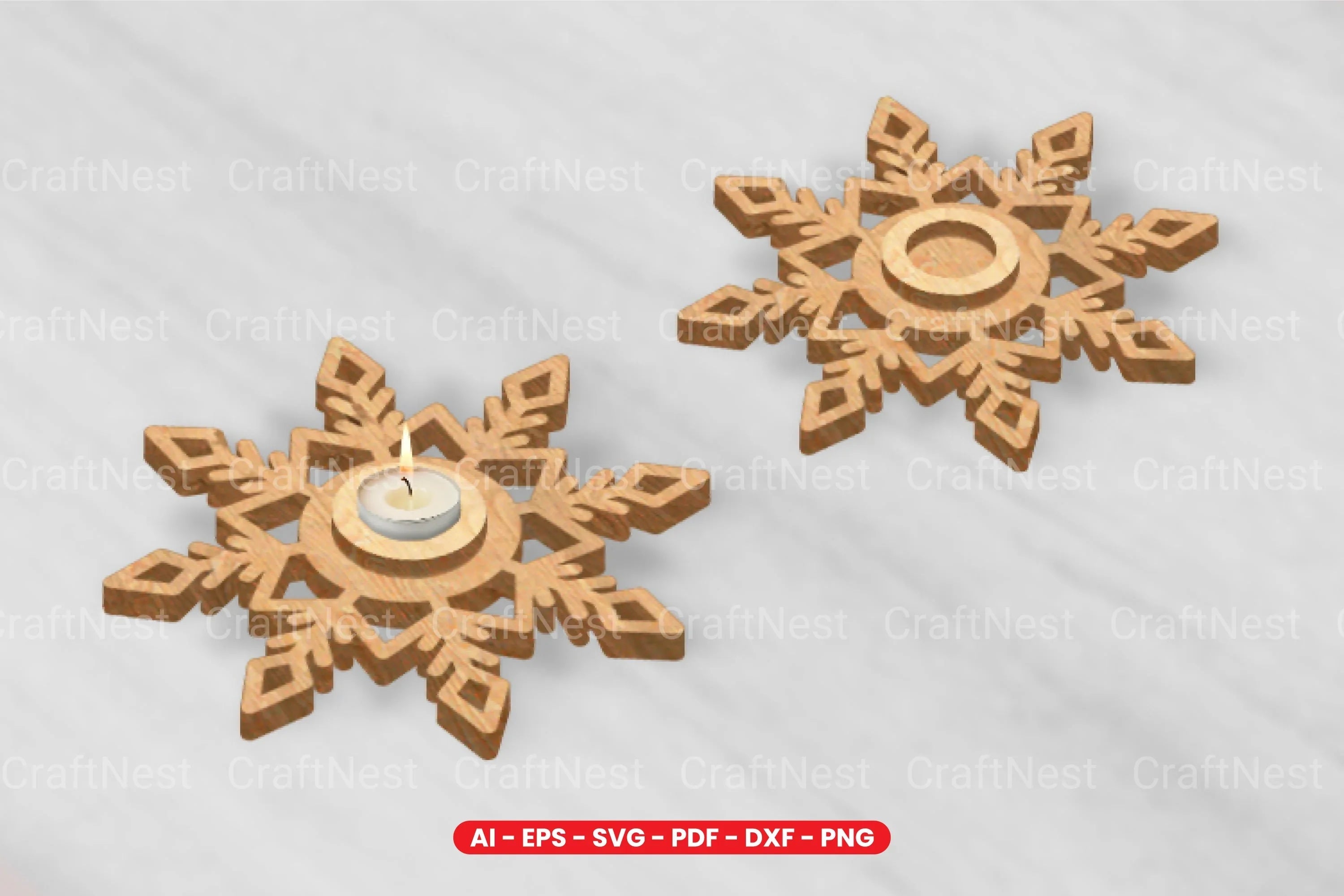 Snowflake Tealight Holder Laser Cut Design Bundle - CraftNest - Digital Crafting and Art