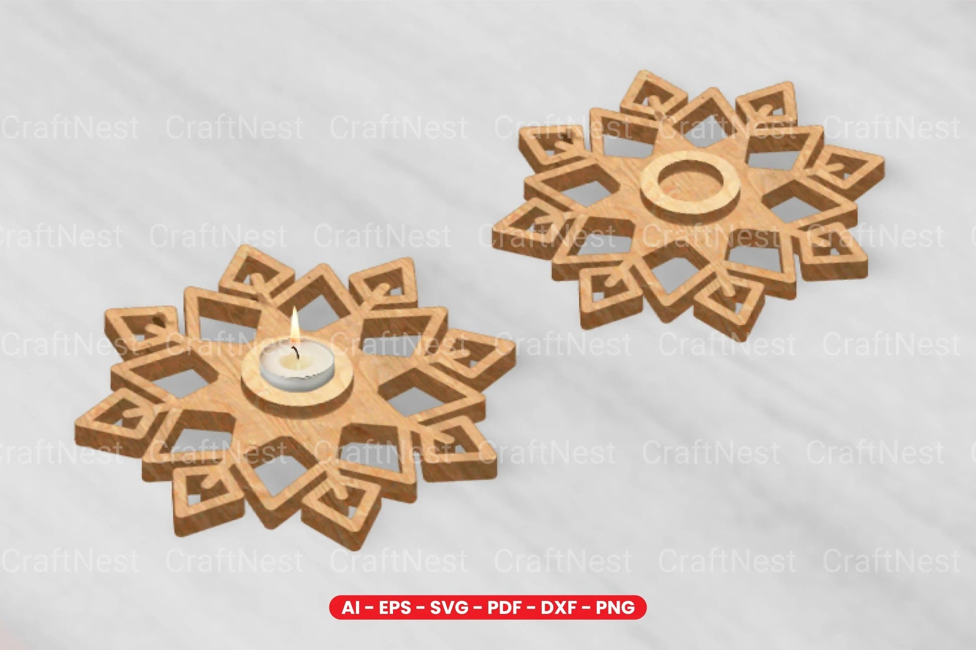 Snowflake Tealight Holder Laser Cut Design Bundle - CraftNest - Digital Crafting and Art