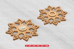 Snowflake Tealight Holder Laser Cut Design Bundle - CraftNest - Digital Crafting and Art