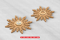 Snowflake Tealight Holder Laser Cut Design Bundle - CraftNest - Digital Crafting and Art